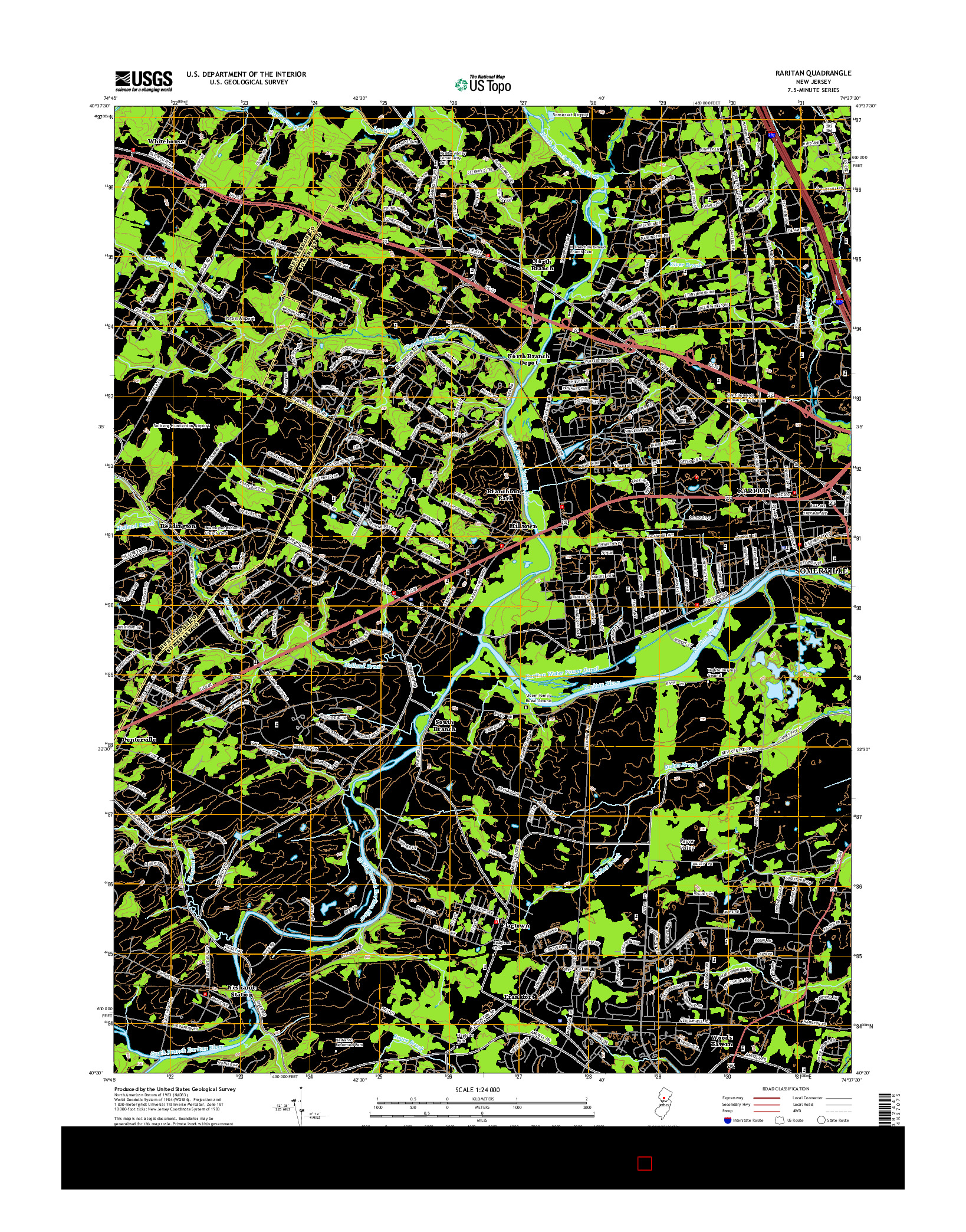 USGS US TOPO 7.5-MINUTE MAP FOR RARITAN, NJ 2014