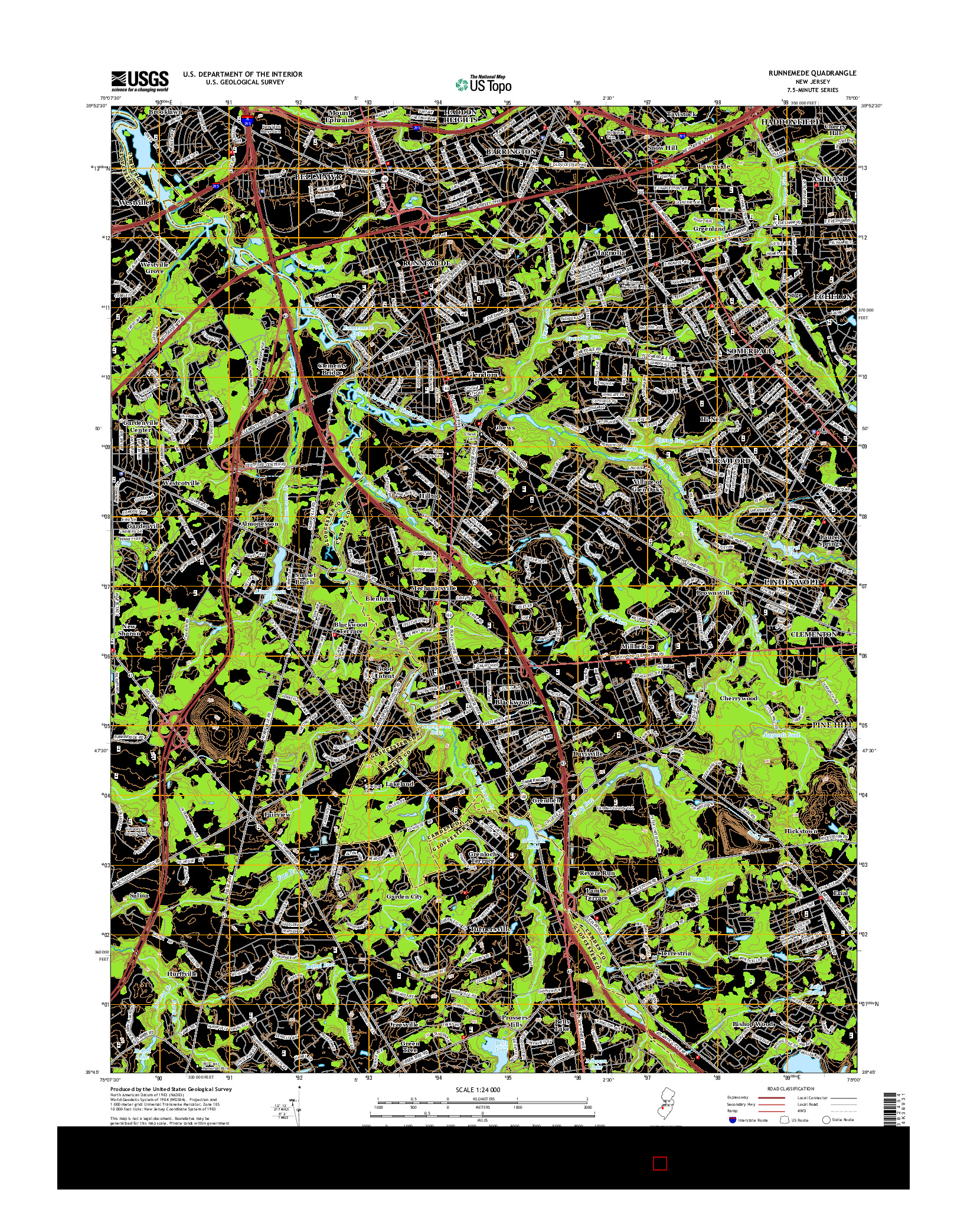 USGS US TOPO 7.5-MINUTE MAP FOR RUNNEMEDE, NJ 2014