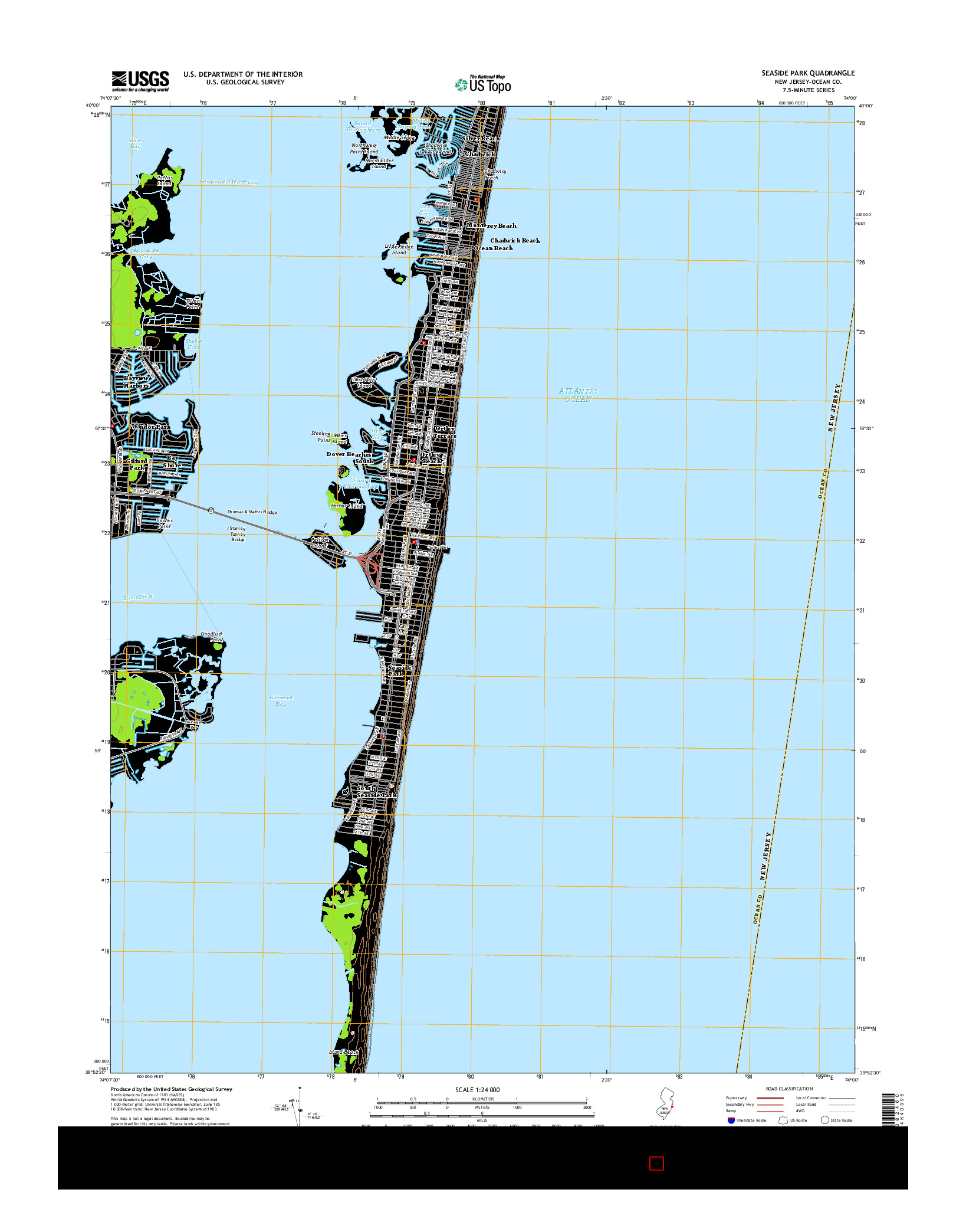 USGS US TOPO 7.5-MINUTE MAP FOR SEASIDE PARK, NJ 2014