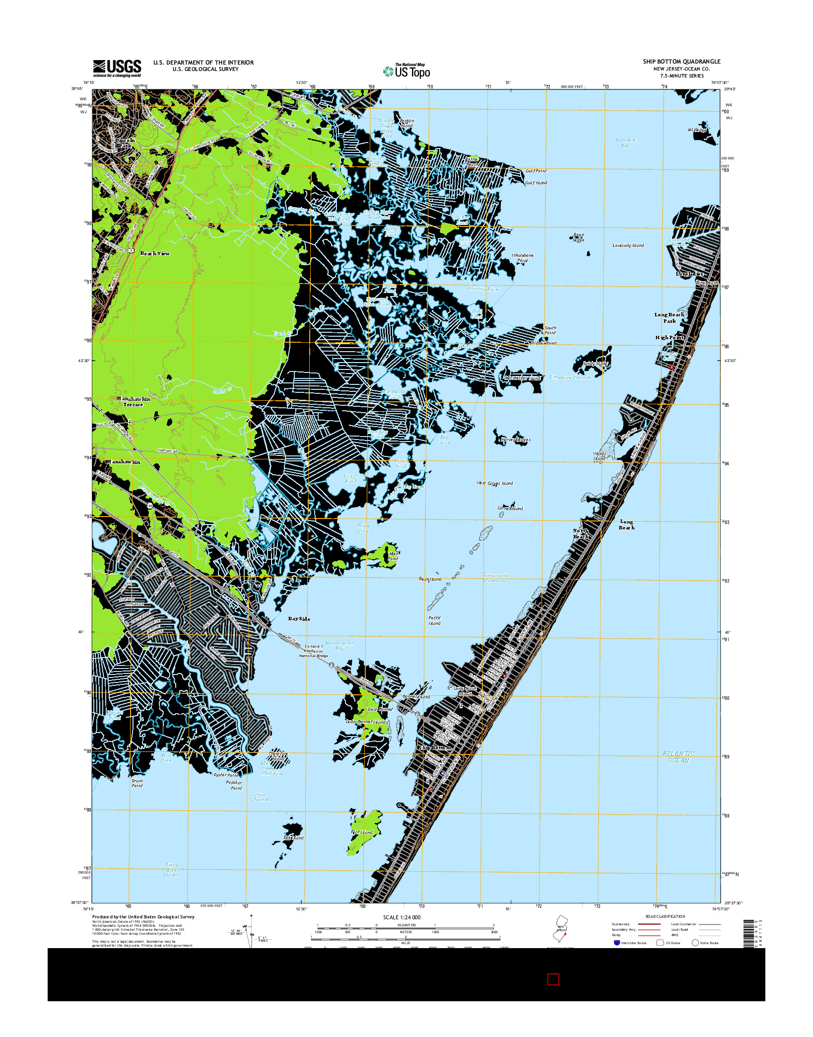 USGS US TOPO 7.5-MINUTE MAP FOR SHIP BOTTOM, NJ 2014