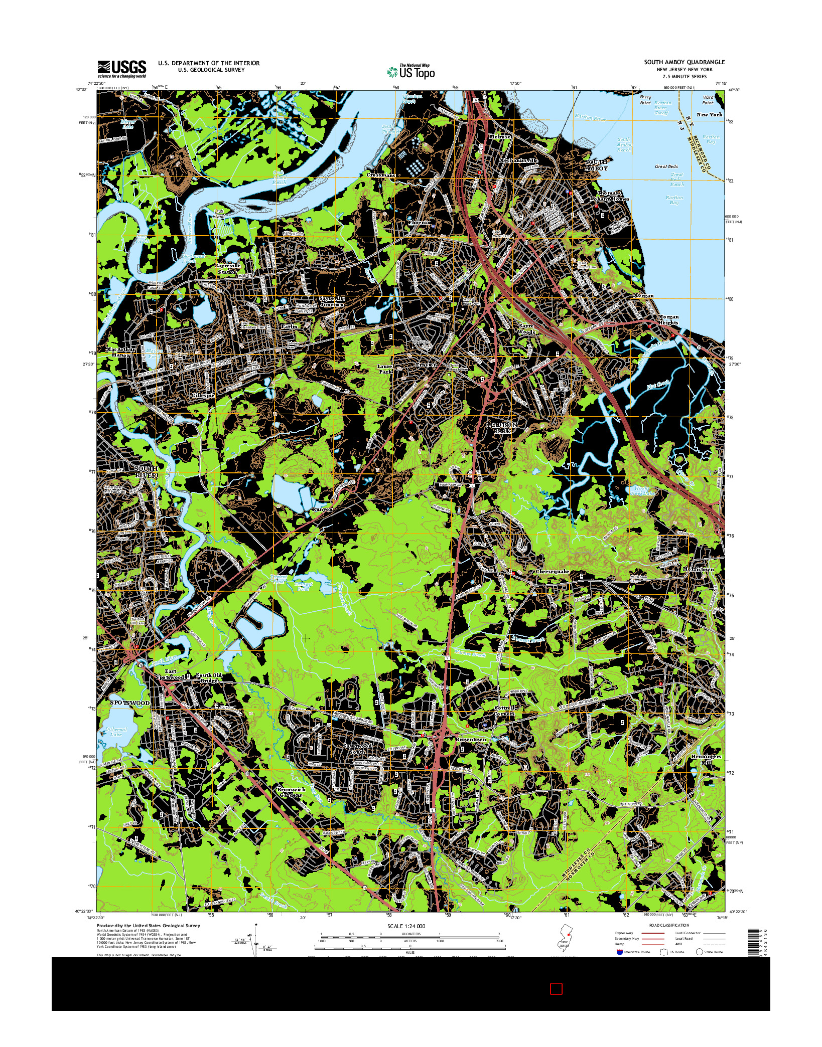 USGS US TOPO 7.5-MINUTE MAP FOR SOUTH AMBOY, NJ-NY 2014