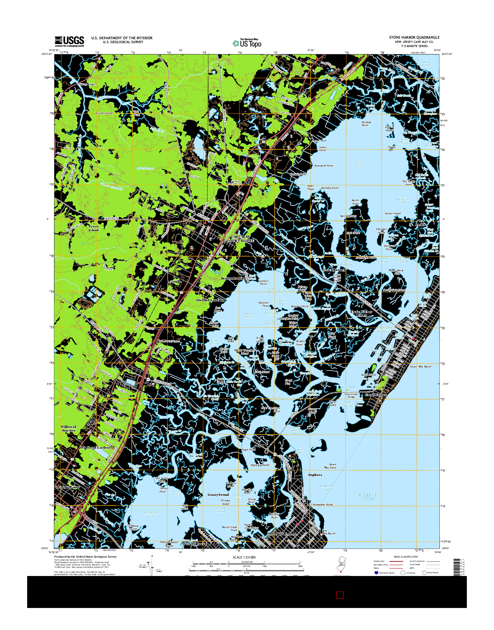 USGS US TOPO 7.5-MINUTE MAP FOR STONE HARBOR, NJ 2014