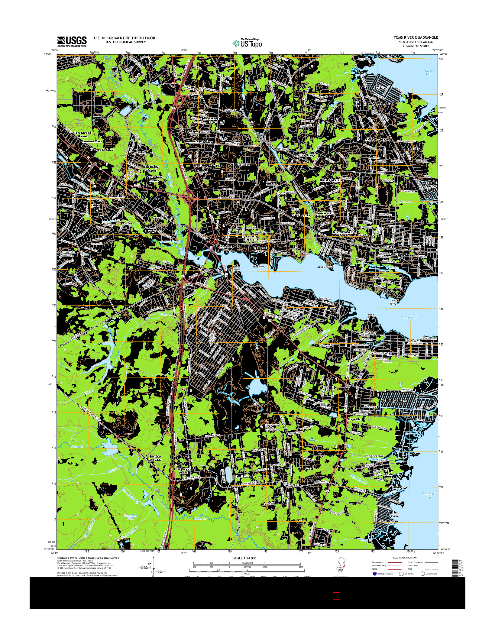 USGS US TOPO 7.5-MINUTE MAP FOR TOMS RIVER, NJ 2014