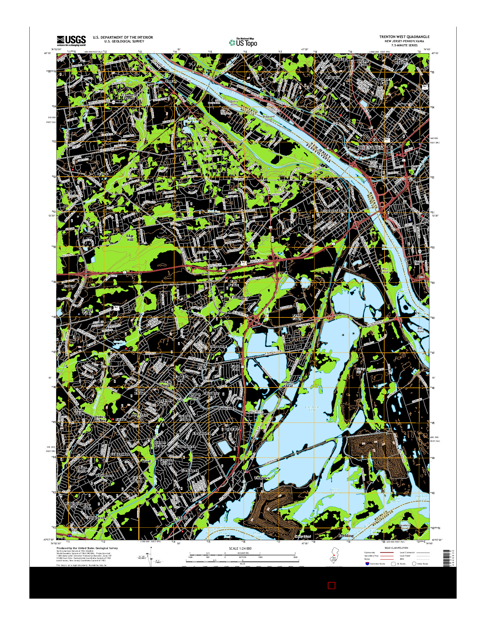 USGS US TOPO 7.5-MINUTE MAP FOR TRENTON WEST, NJ-PA 2014