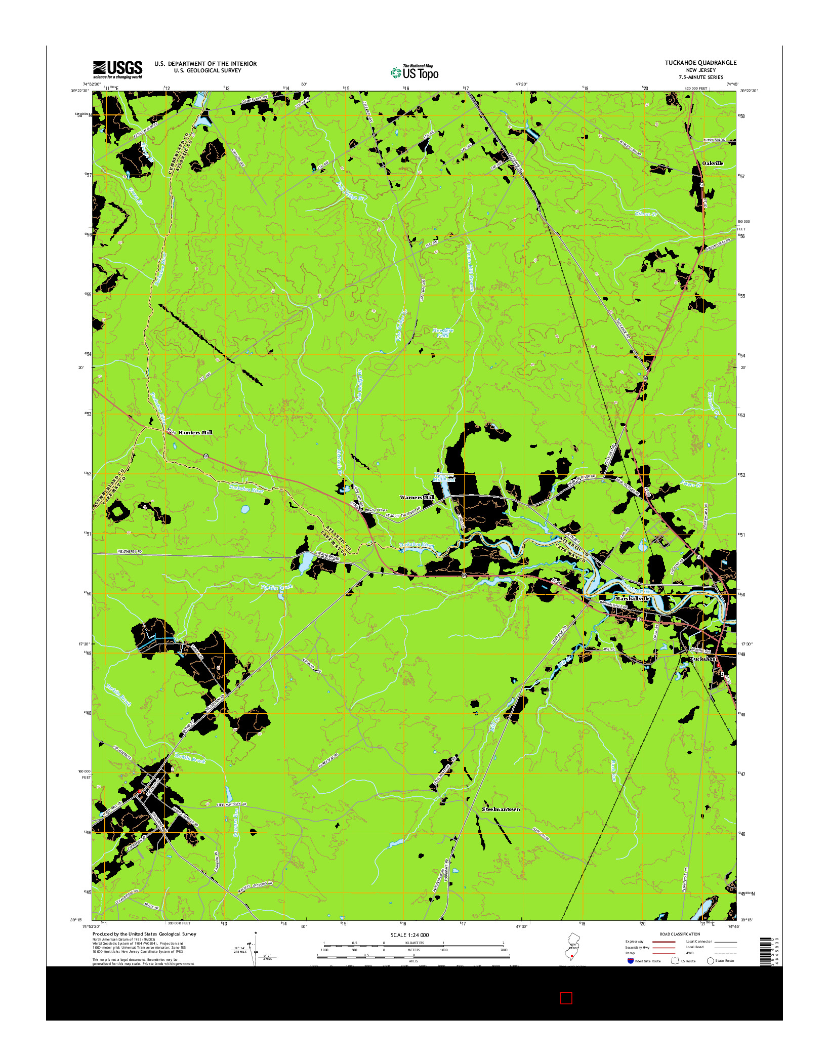 USGS US TOPO 7.5-MINUTE MAP FOR TUCKAHOE, NJ 2014