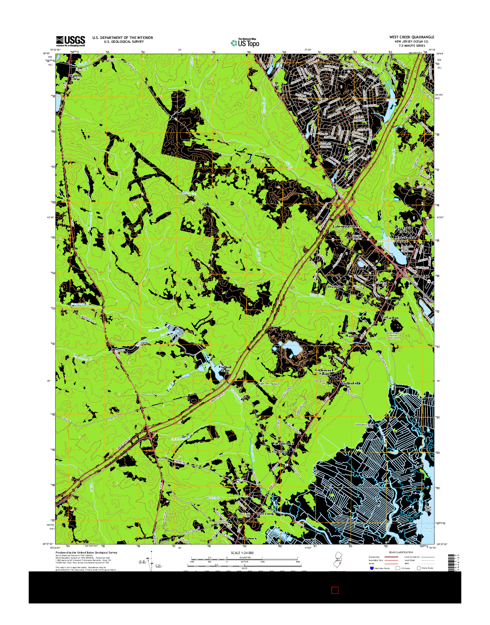 USGS US TOPO 7.5-MINUTE MAP FOR WEST CREEK, NJ 2014