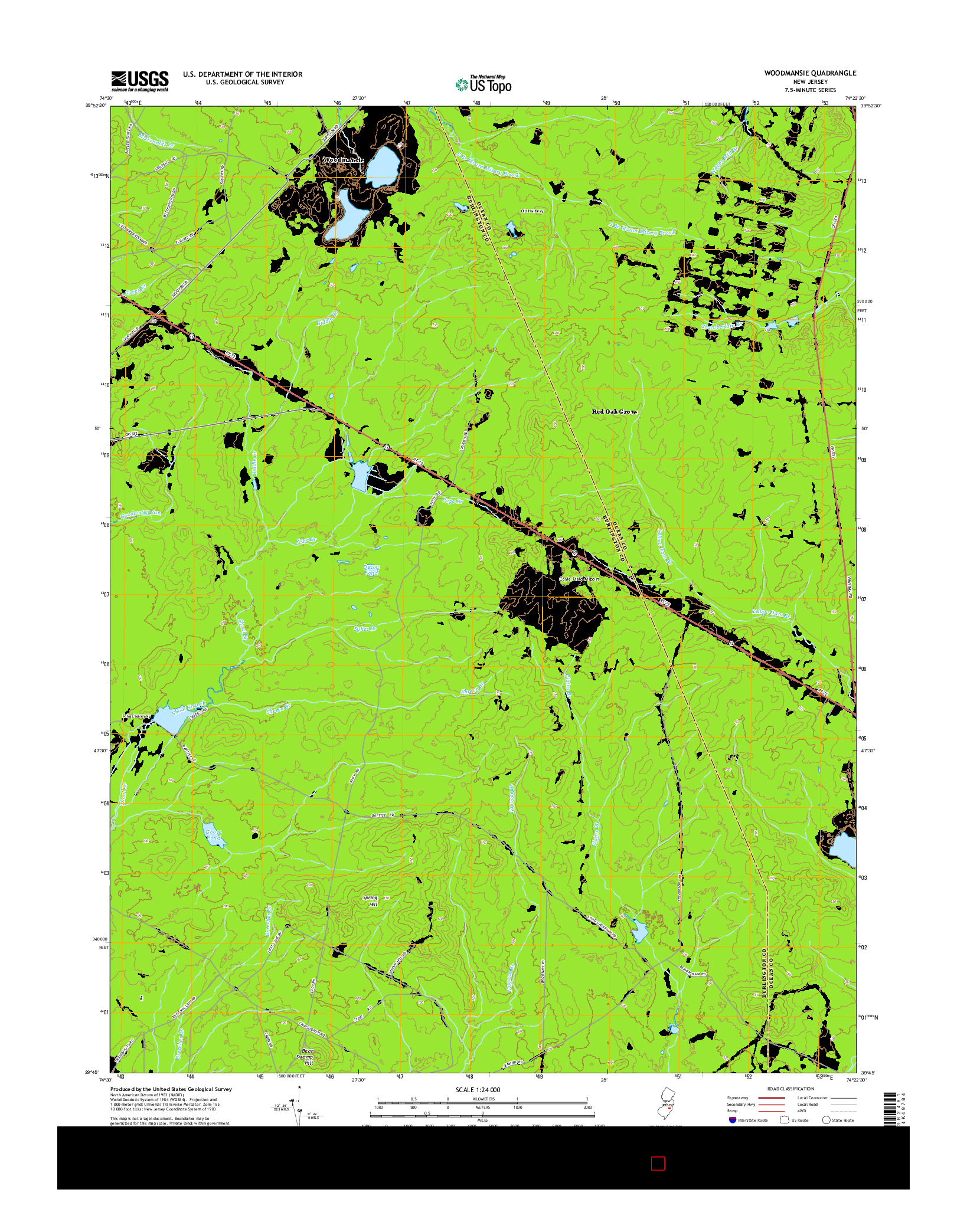 USGS US TOPO 7.5-MINUTE MAP FOR WOODMANSIE, NJ 2014