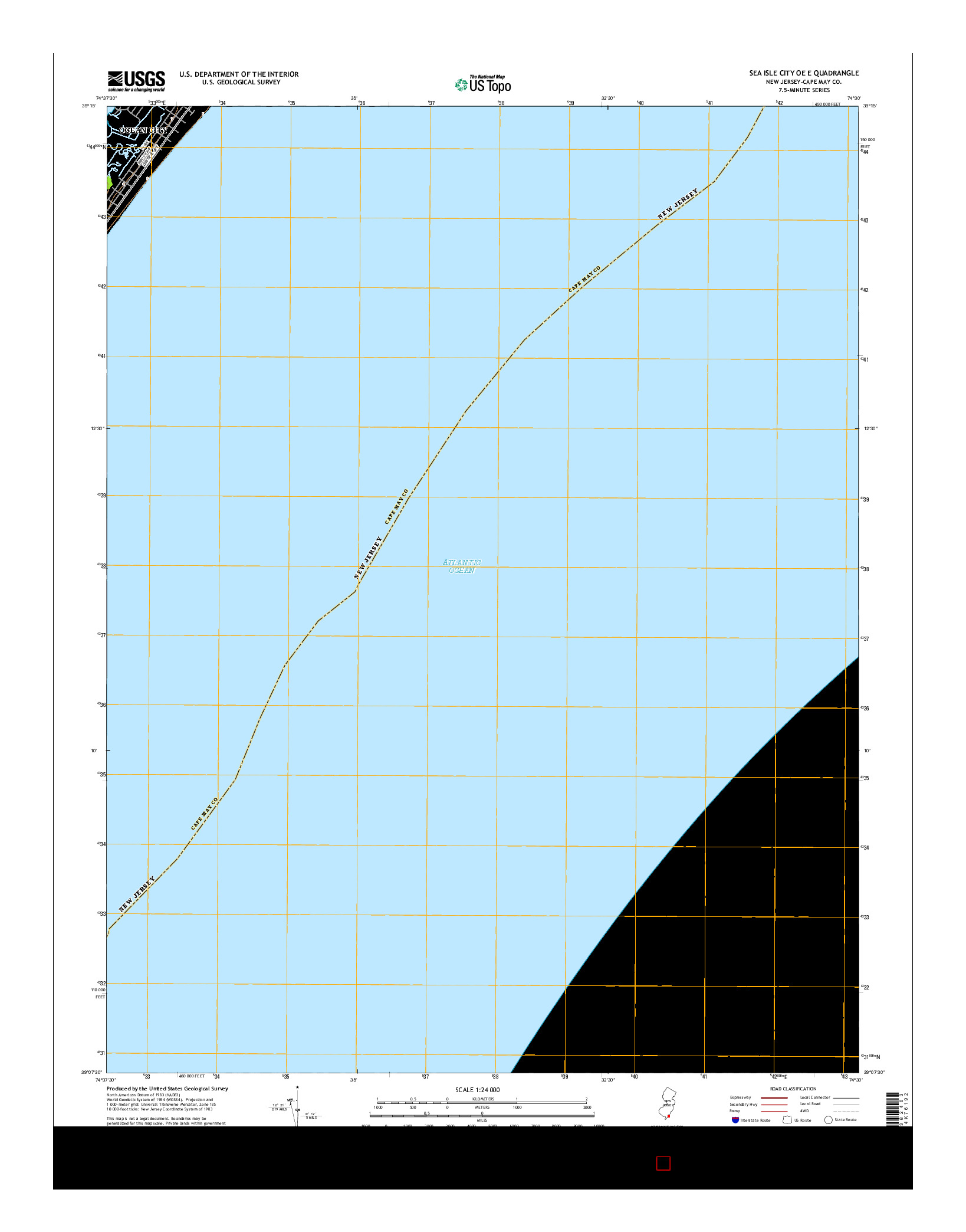 USGS US TOPO 7.5-MINUTE MAP FOR SEA ISLE CITY OE E, NJ 2014