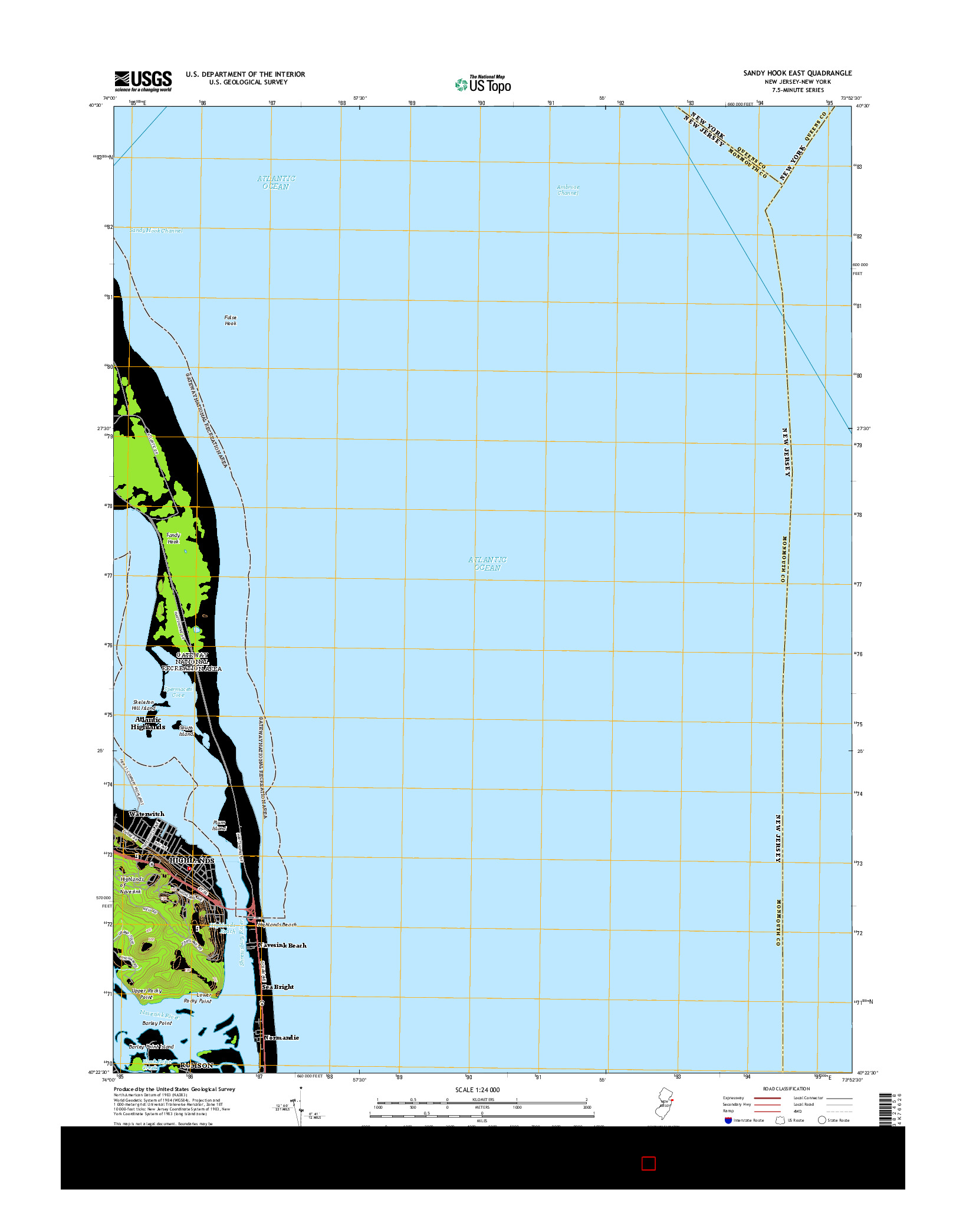 USGS US TOPO 7.5-MINUTE MAP FOR SANDY HOOK EAST, NJ-NY 2014