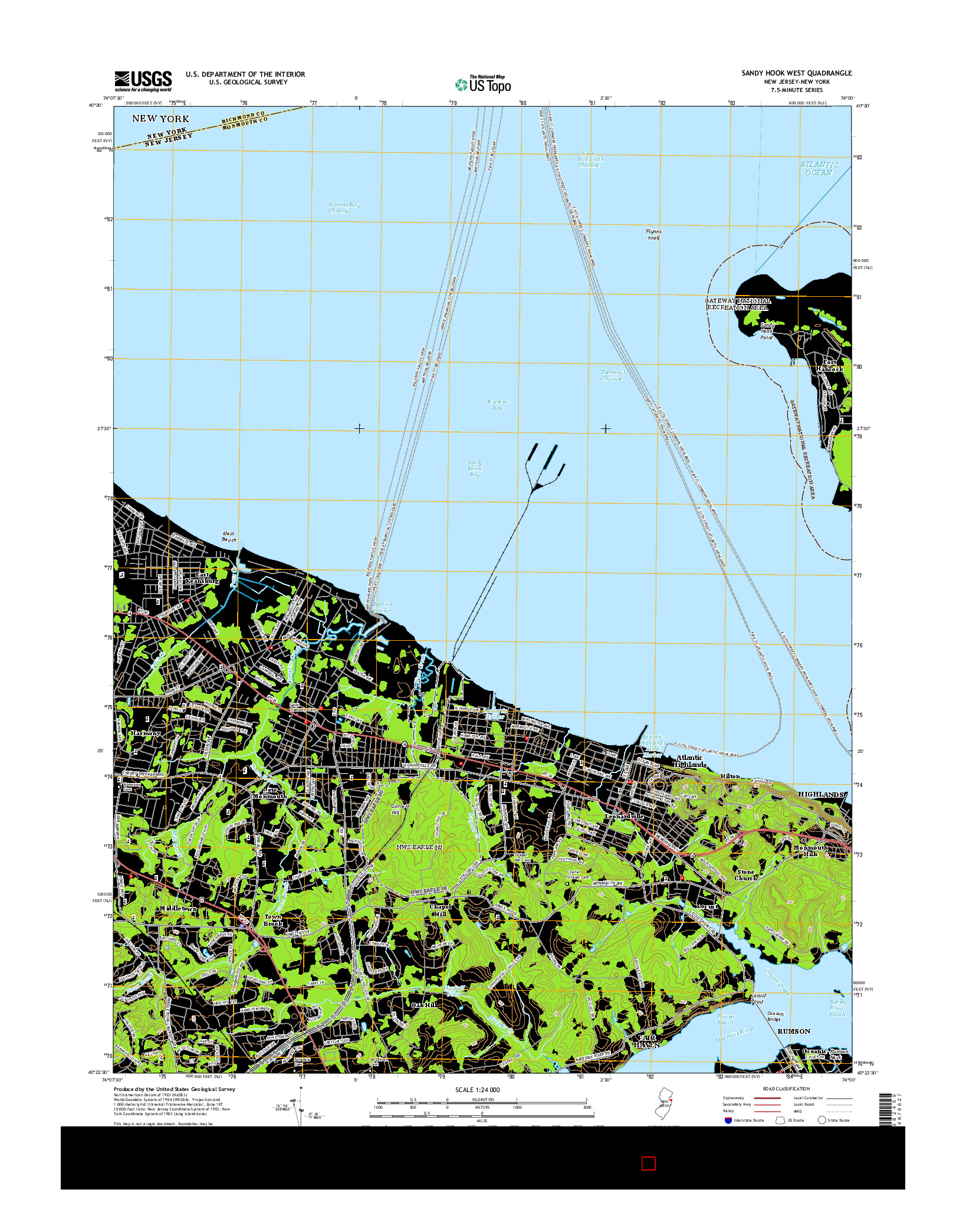 USGS US TOPO 7.5-MINUTE MAP FOR SANDY HOOK WEST, NJ-NY 2014