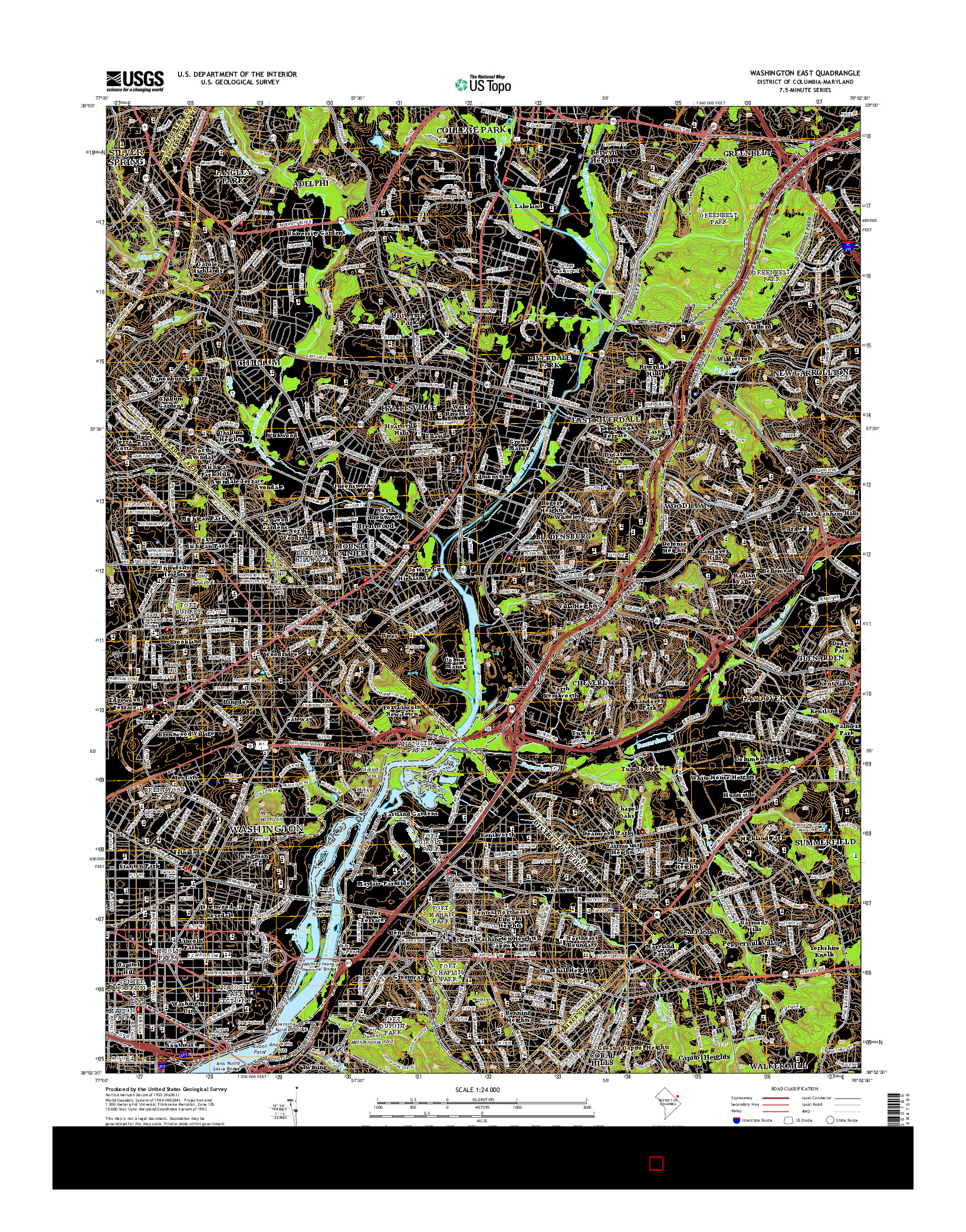 USGS US TOPO 7.5-MINUTE MAP FOR WASHINGTON EAST, DC-MD 2014