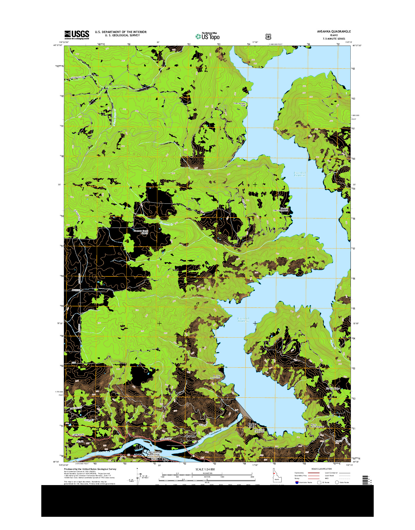 USGS US TOPO 7.5-MINUTE MAP FOR AHSAHKA, ID 2014