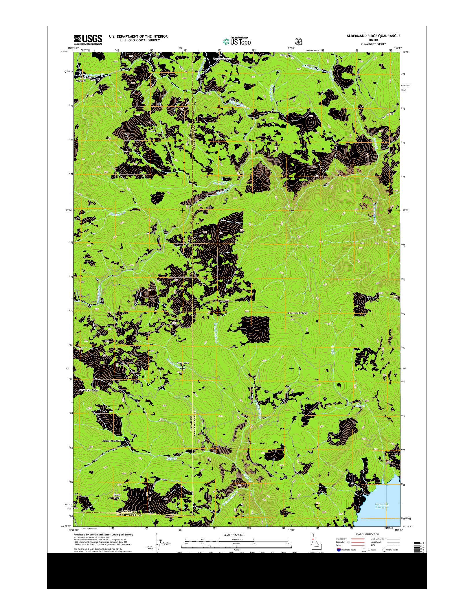 USGS US TOPO 7.5-MINUTE MAP FOR ALDERMAND RIDGE, ID 2014
