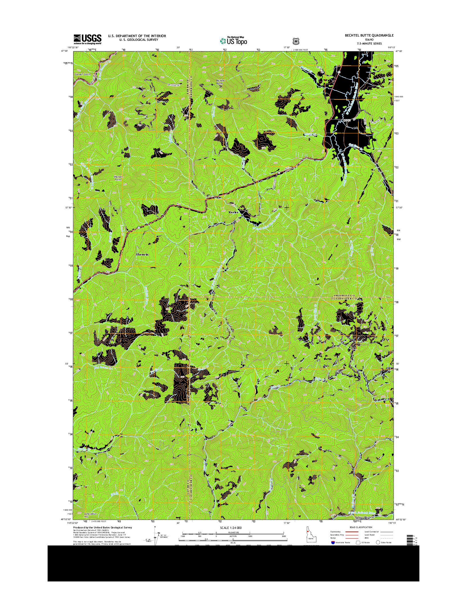 USGS US TOPO 7.5-MINUTE MAP FOR BECHTEL BUTTE, ID 2014