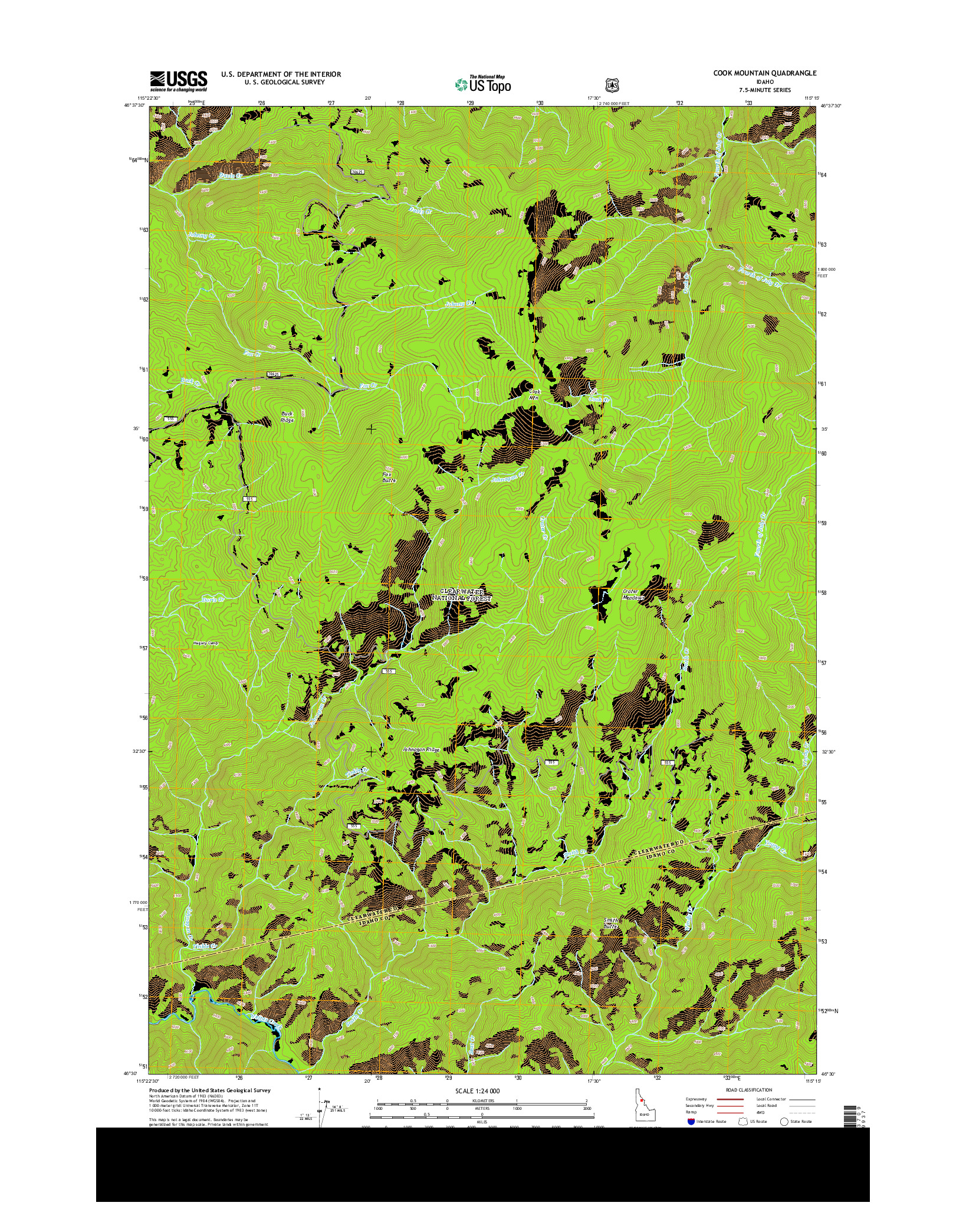 USGS US TOPO 7.5-MINUTE MAP FOR COOK MOUNTAIN, ID 2014