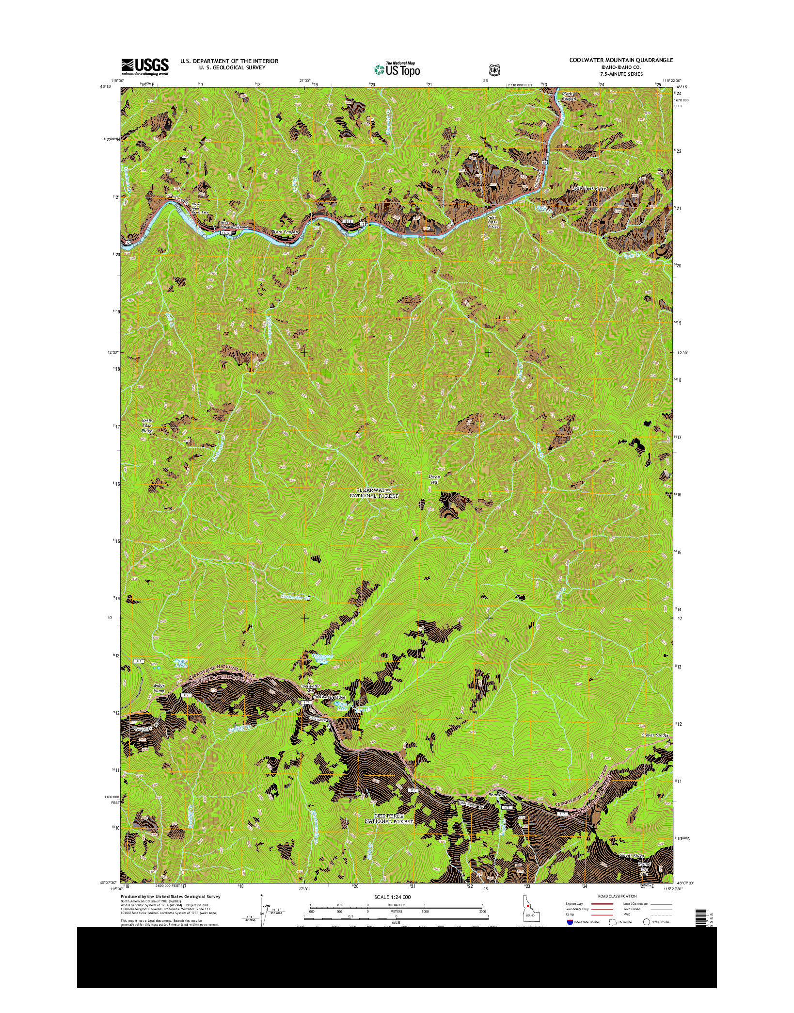 USGS US TOPO 7.5-MINUTE MAP FOR COOLWATER MOUNTAIN, ID 2014