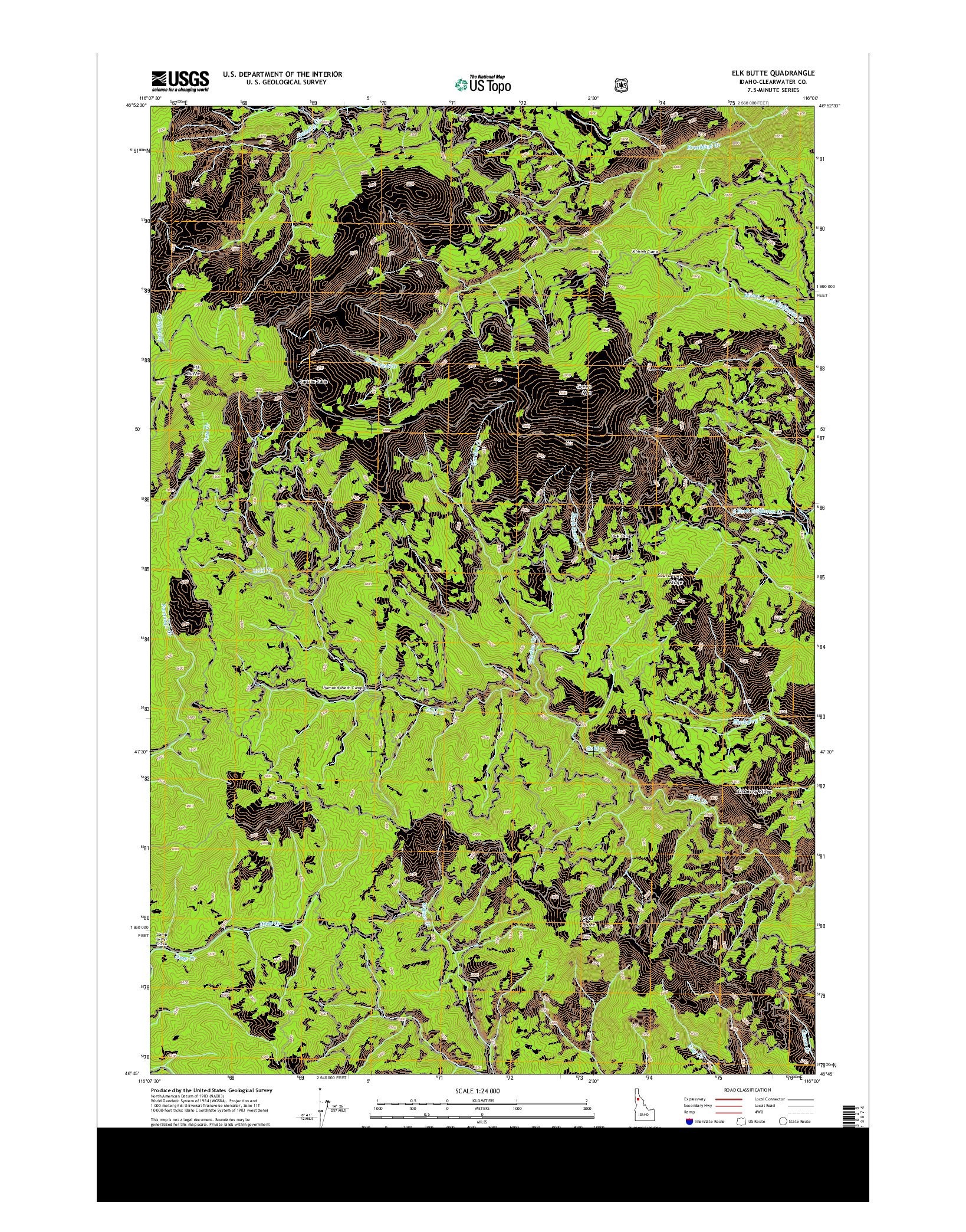 USGS US TOPO 7.5-MINUTE MAP FOR ELK BUTTE, ID 2014