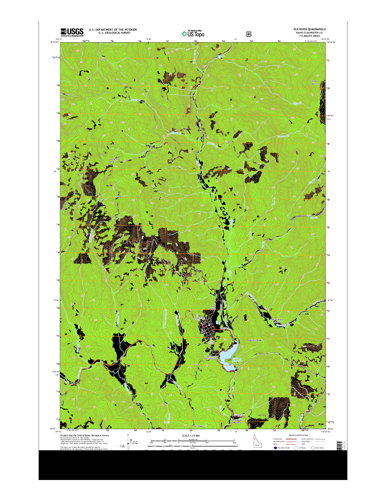 USGS US TOPO 7.5-MINUTE MAP FOR ELK RIVER, ID 2014