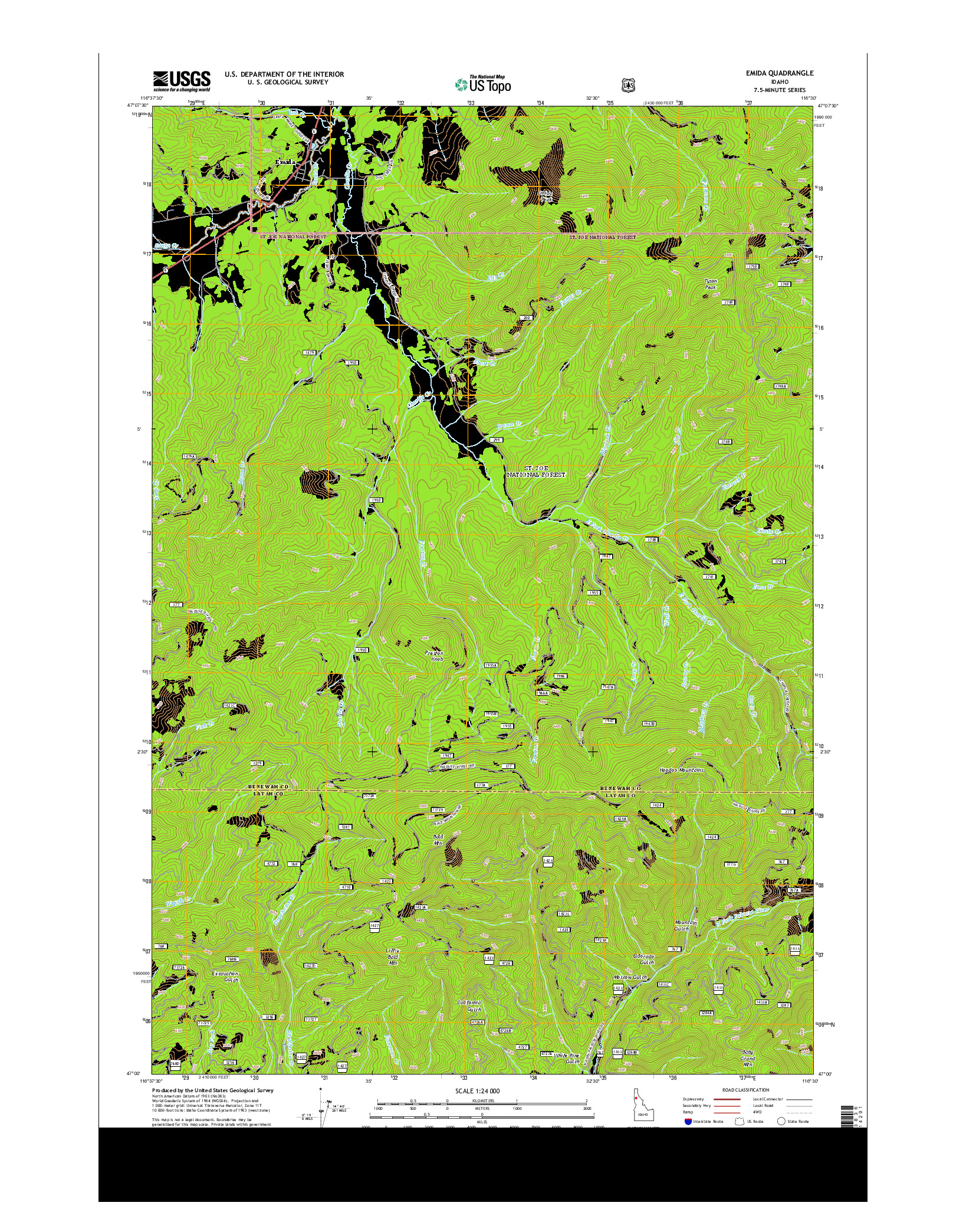 USGS US TOPO 7.5-MINUTE MAP FOR EMIDA, ID 2014
