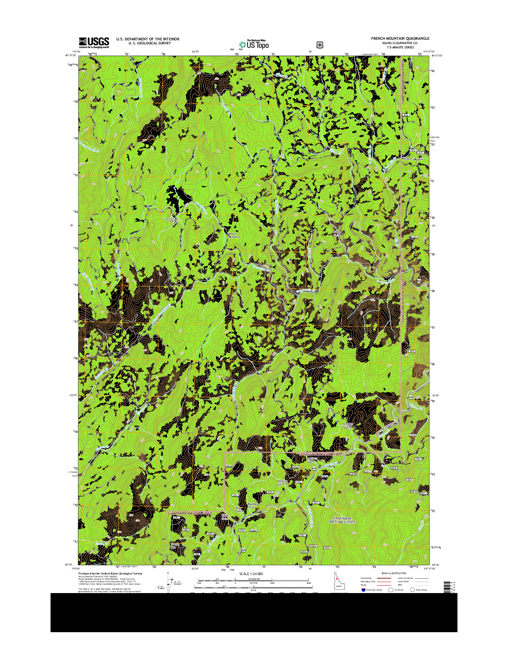 USGS US TOPO 7.5-MINUTE MAP FOR FRENCH MOUNTAIN, ID 2014