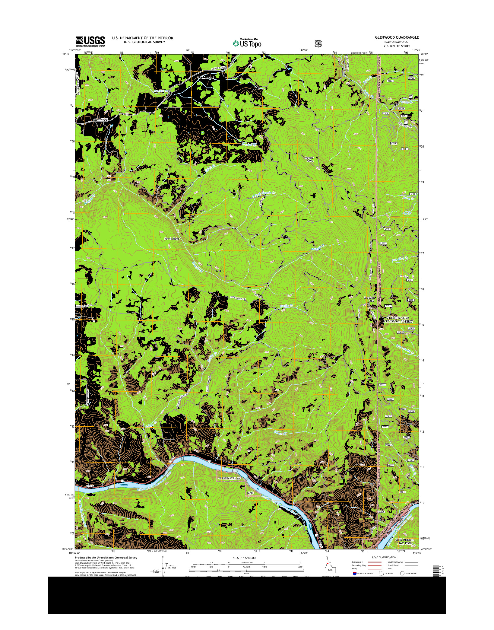 USGS US TOPO 7.5-MINUTE MAP FOR GLENWOOD, ID 2014