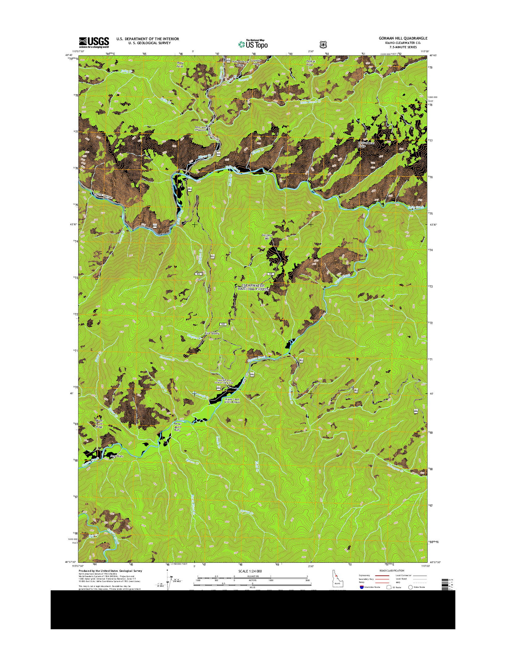 USGS US TOPO 7.5-MINUTE MAP FOR GORMAN HILL, ID 2014