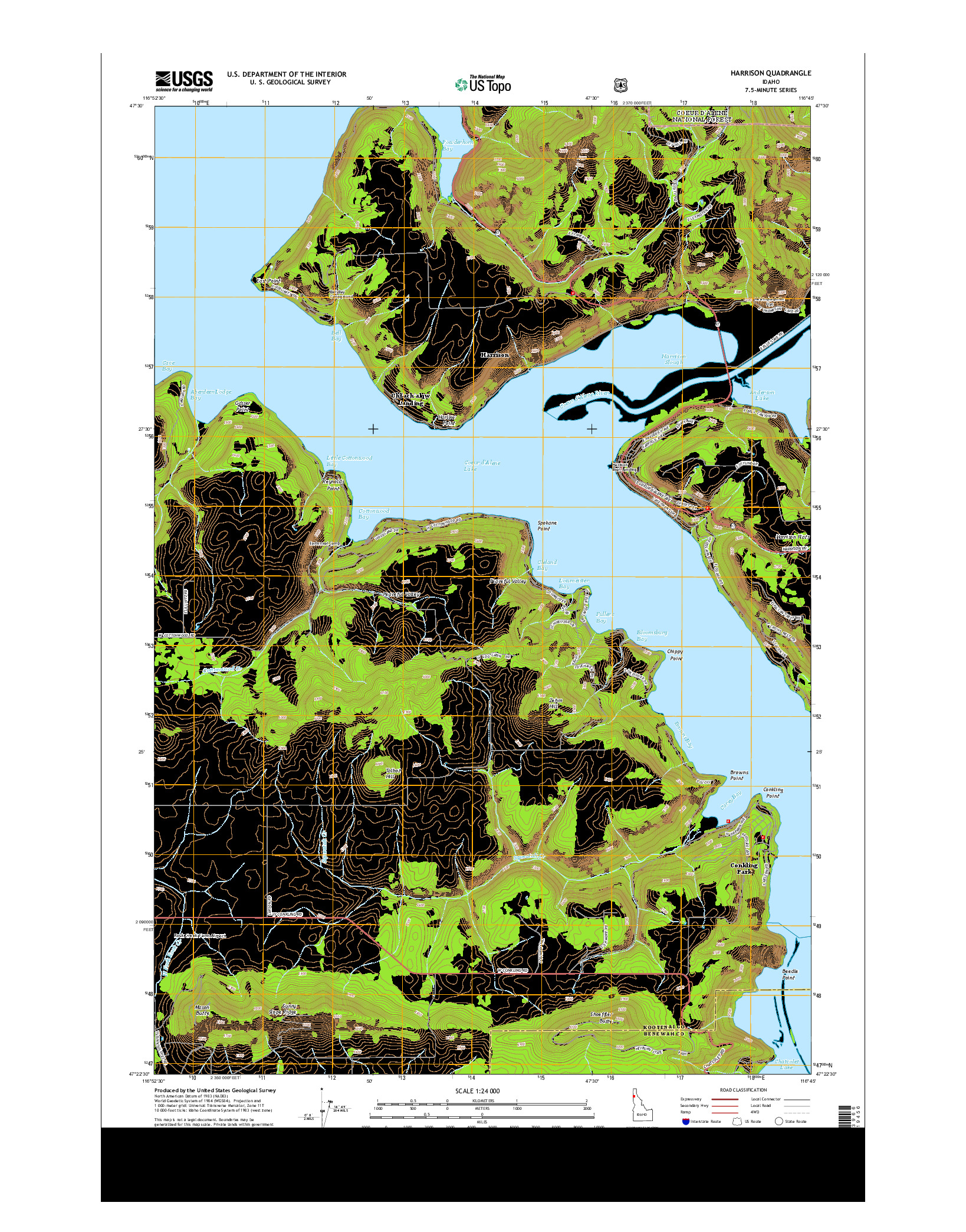 USGS US TOPO 7.5-MINUTE MAP FOR HARRISON, ID 2014