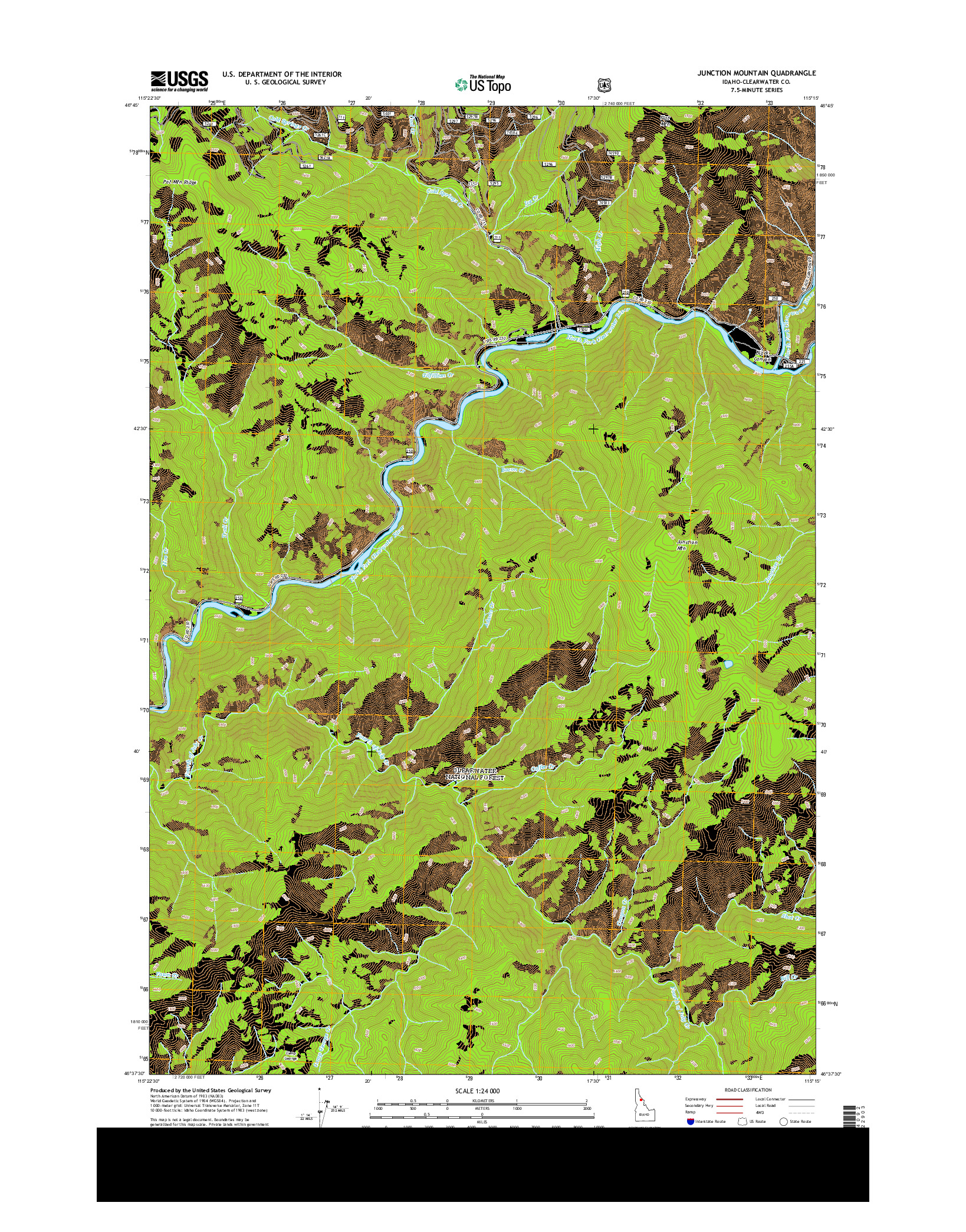 USGS US TOPO 7.5-MINUTE MAP FOR JUNCTION MOUNTAIN, ID 2014