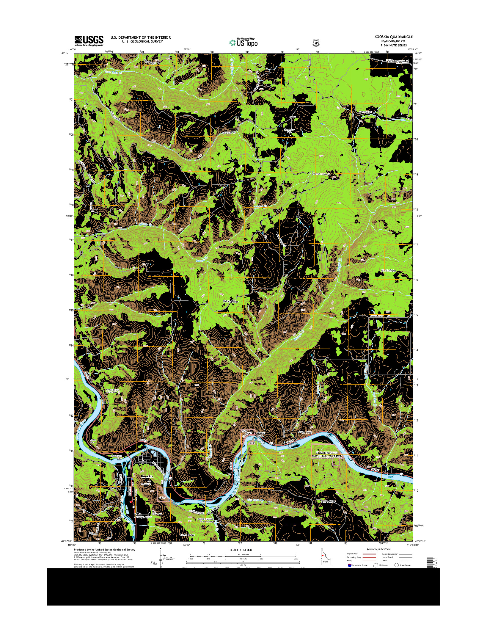 USGS US TOPO 7.5-MINUTE MAP FOR KOOSKIA, ID 2014