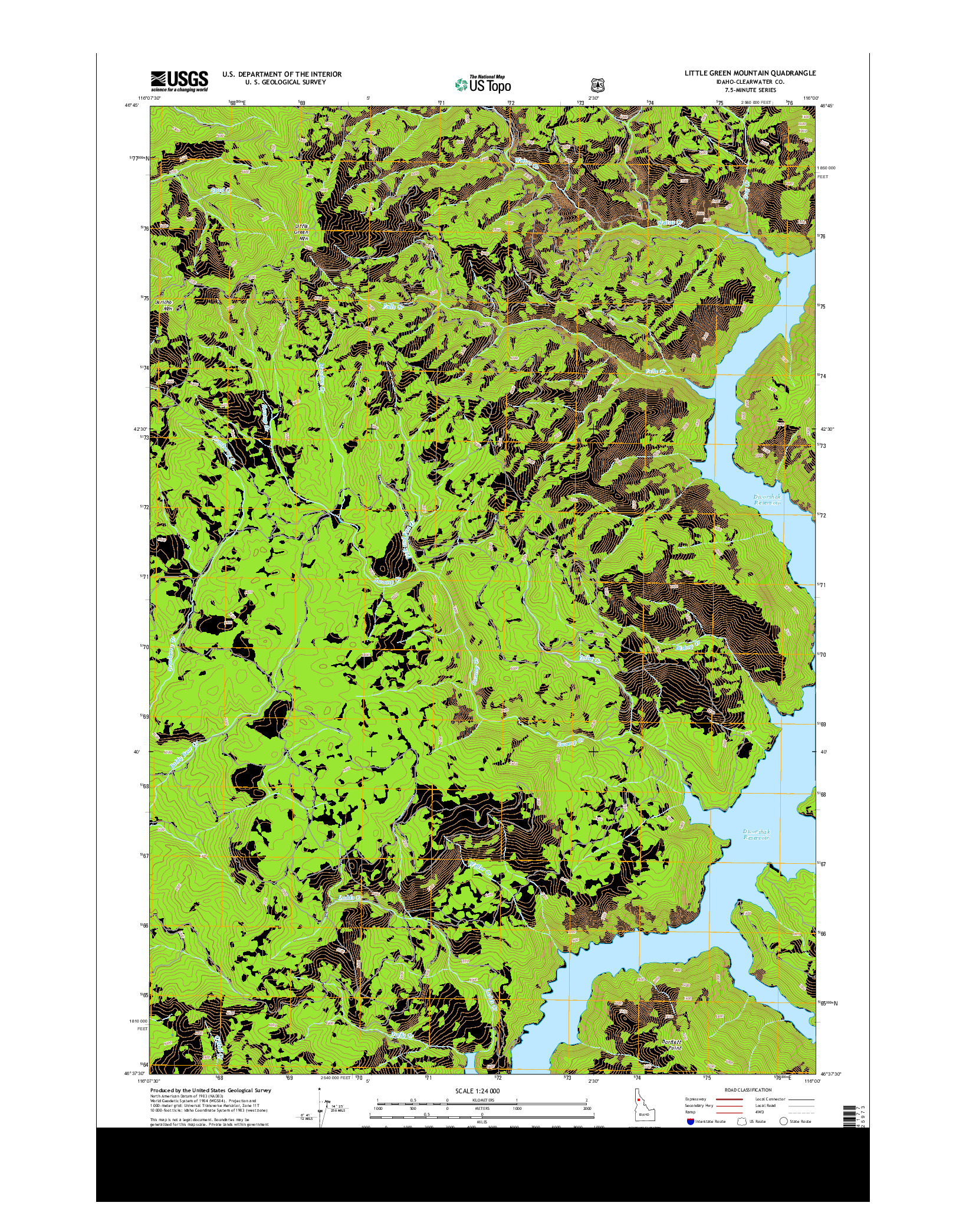 USGS US TOPO 7.5-MINUTE MAP FOR LITTLE GREEN MOUNTAIN, ID 2014