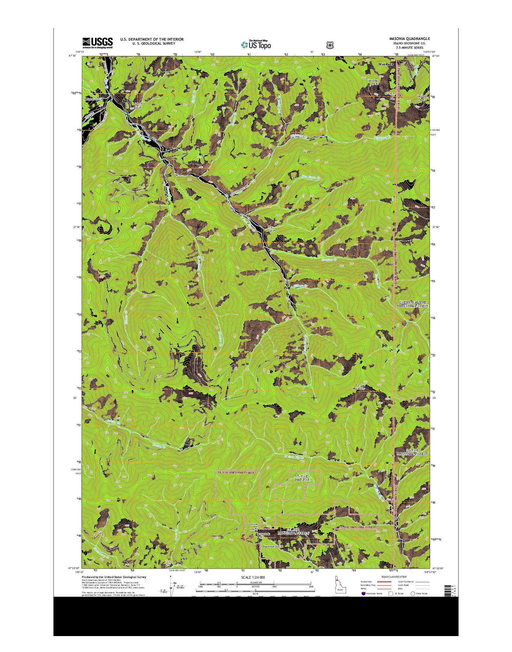 USGS US TOPO 7.5-MINUTE MAP FOR MASONIA, ID 2014