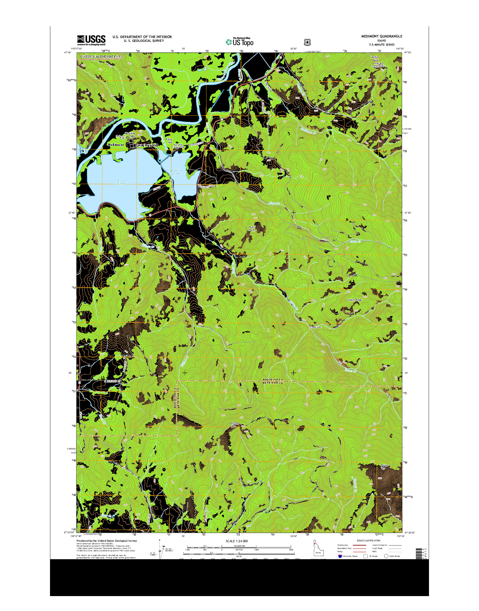 USGS US TOPO 7.5-MINUTE MAP FOR MEDIMONT, ID 2014