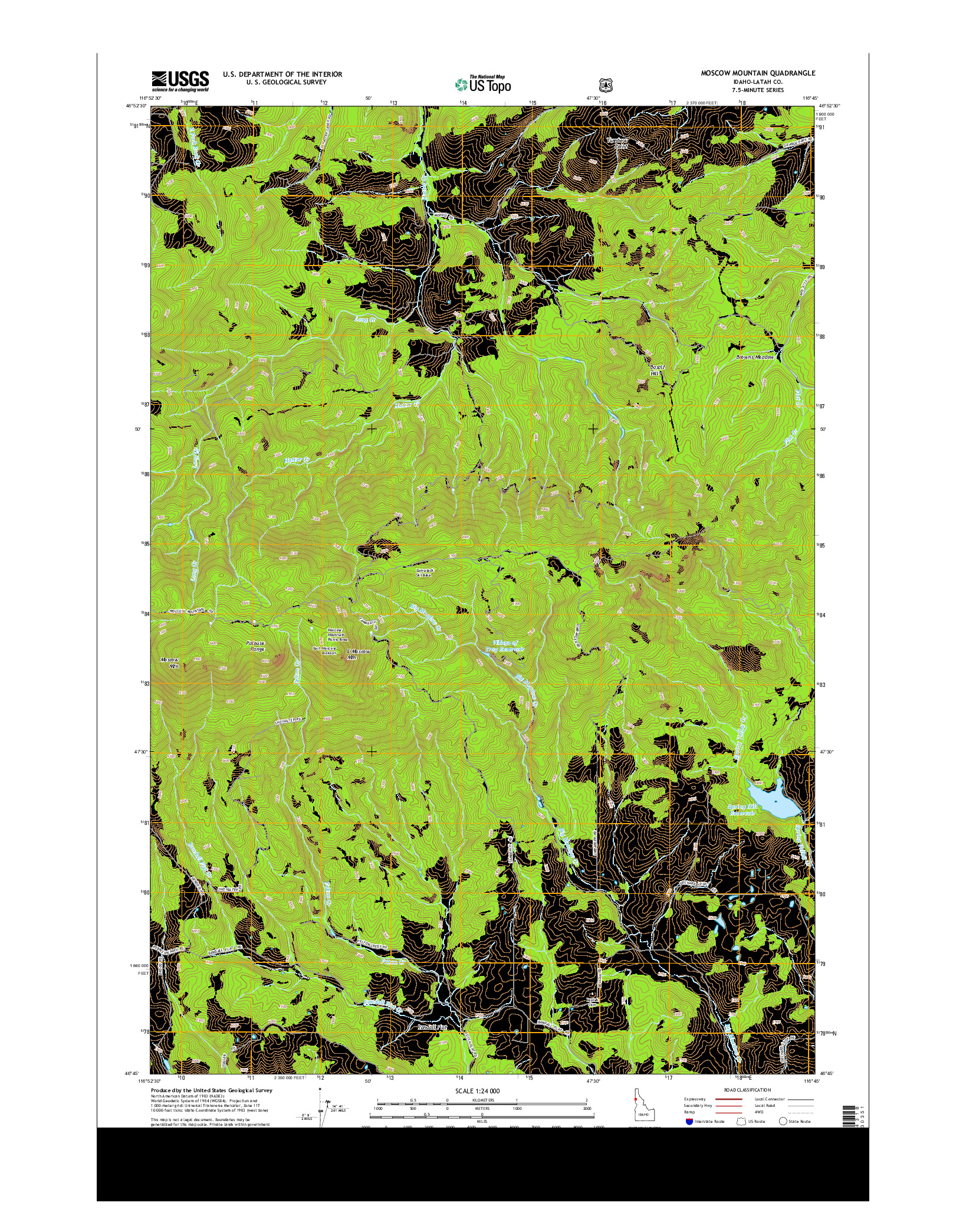 USGS US TOPO 7.5-MINUTE MAP FOR MOSCOW MOUNTAIN, ID 2014