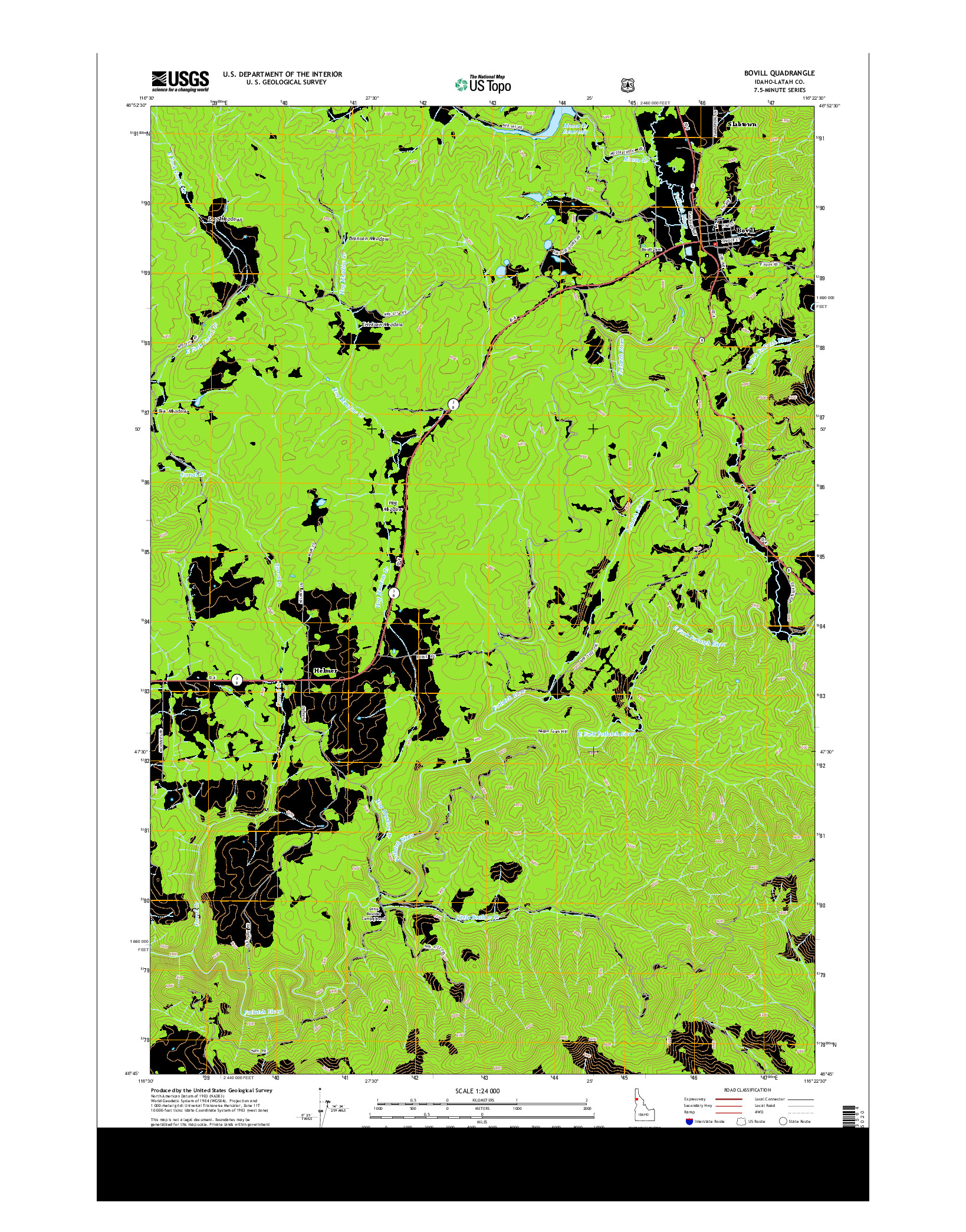 USGS US TOPO 7.5-MINUTE MAP FOR BOVILL, ID 2014