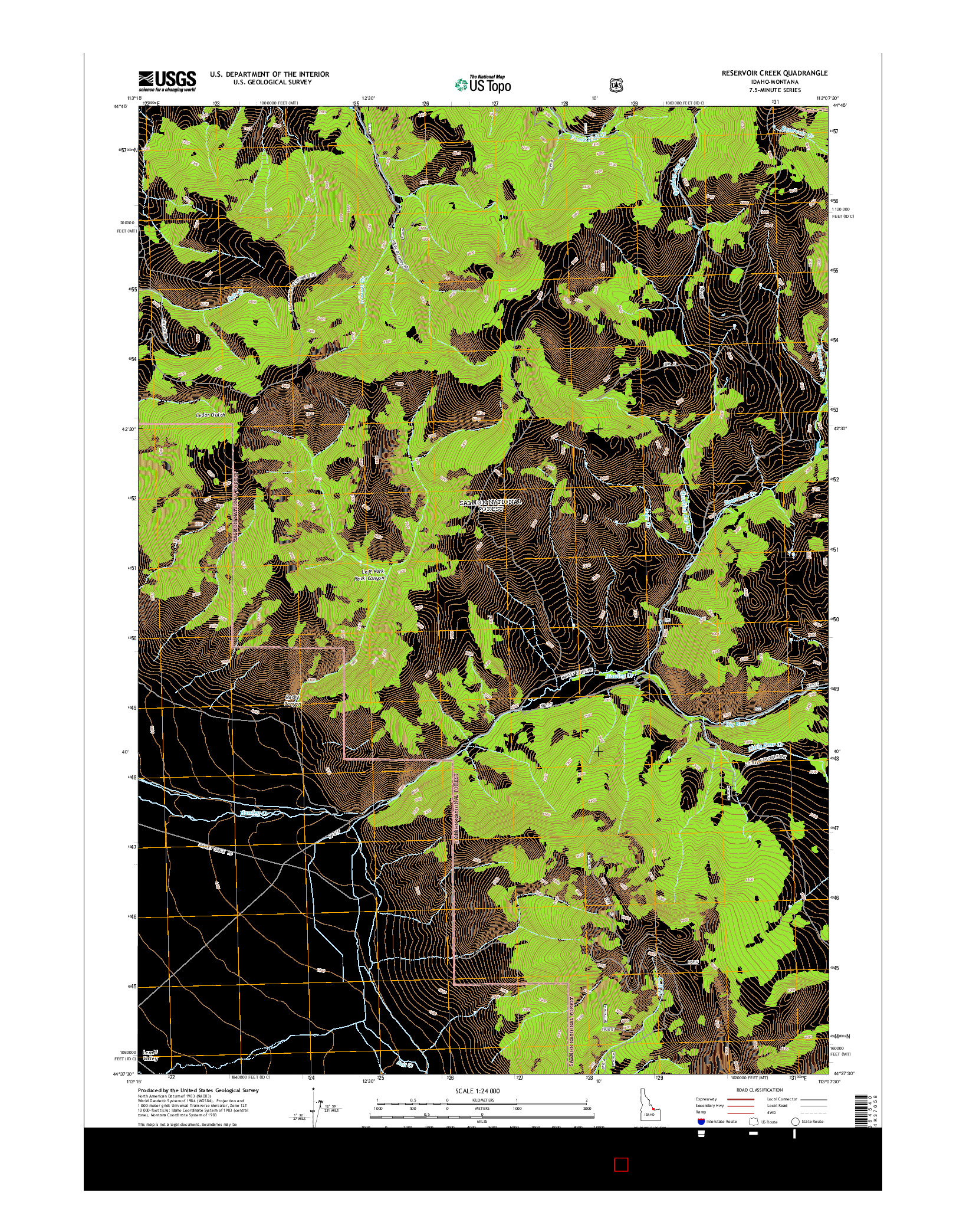 USGS US TOPO 7.5-MINUTE MAP FOR RESERVOIR CREEK, ID-MT 2014