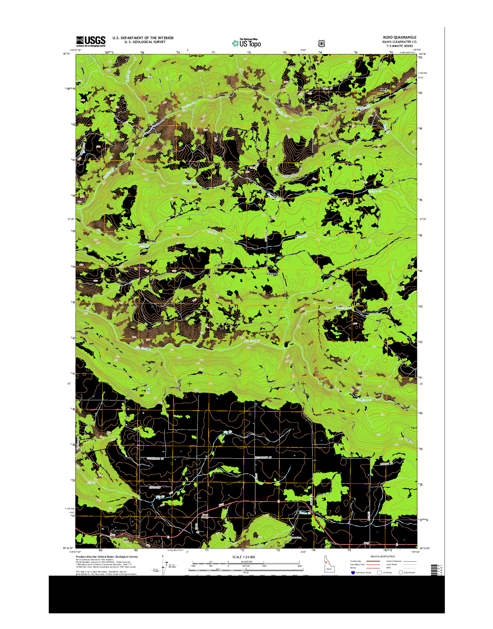 USGS US TOPO 7.5-MINUTE MAP FOR RUDO, ID 2014