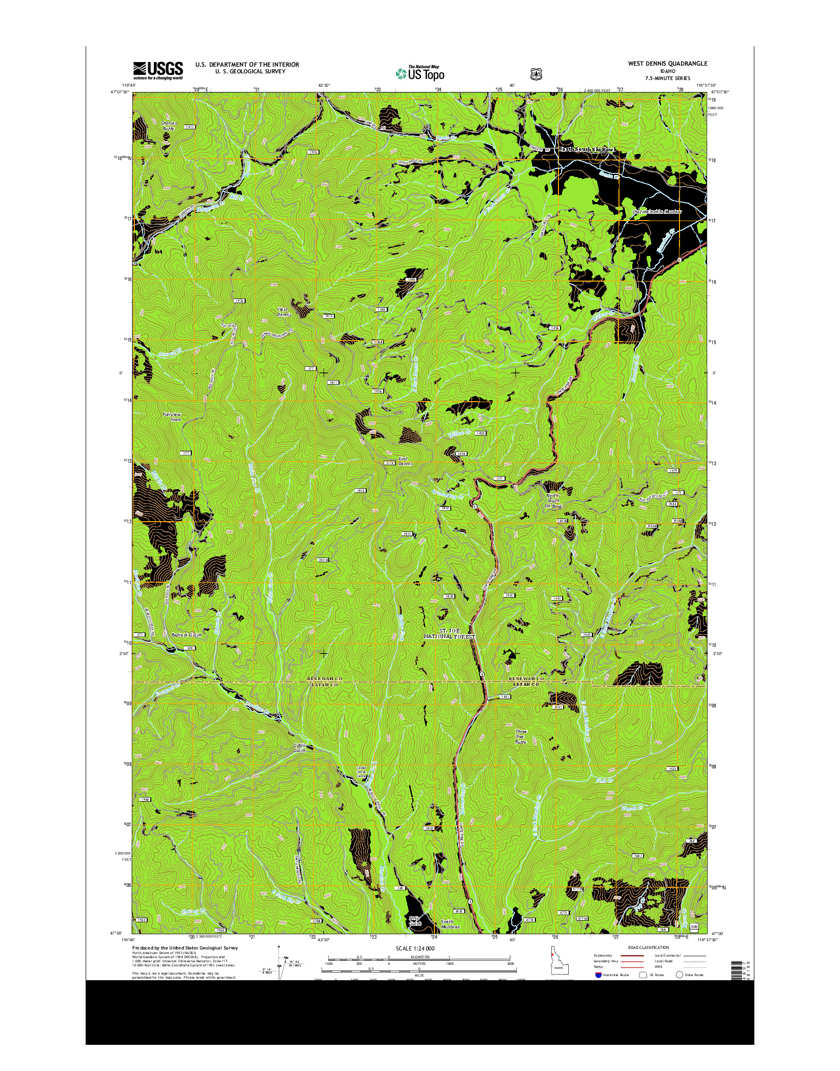 USGS US TOPO 7.5-MINUTE MAP FOR WEST DENNIS, ID 2014