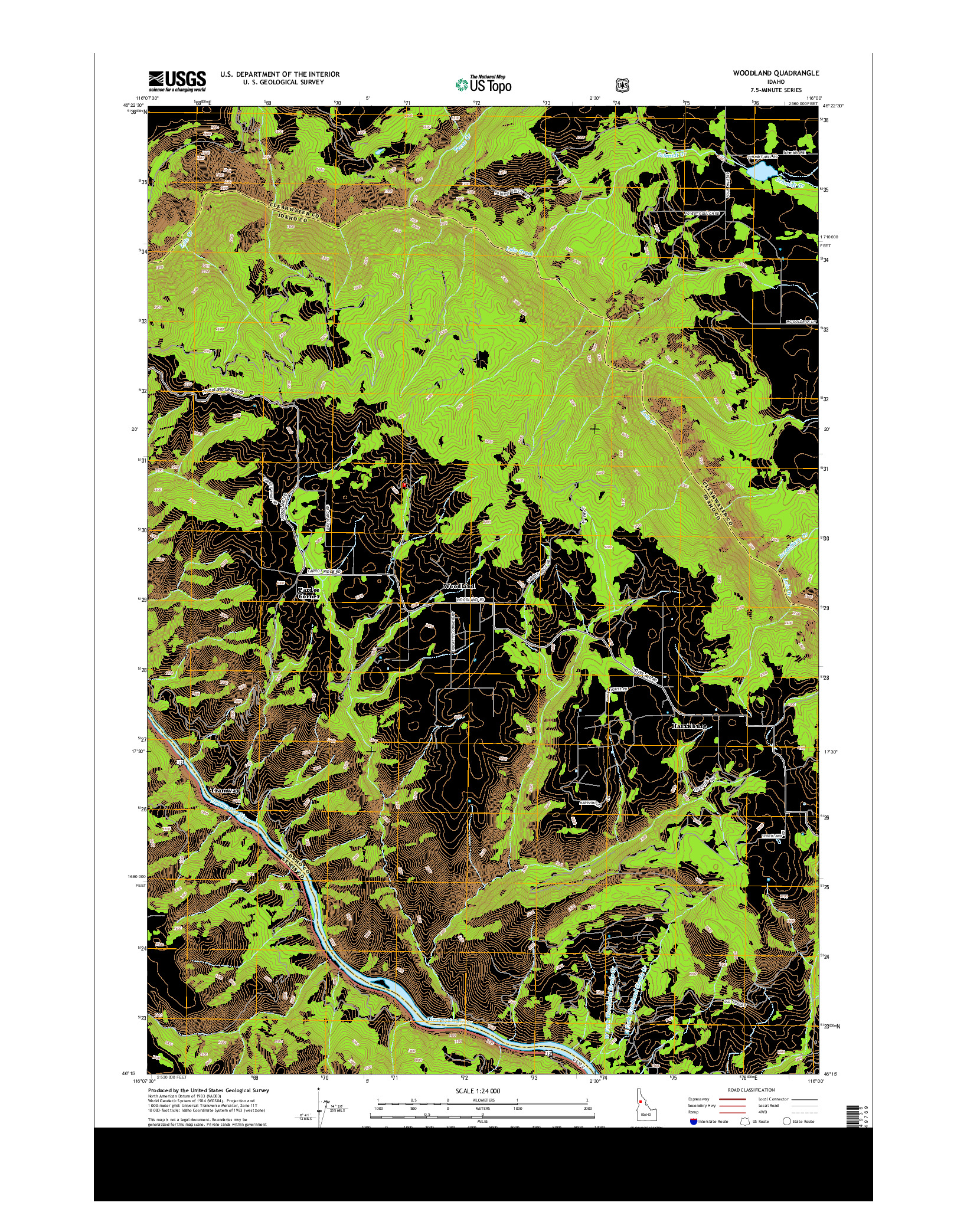 USGS US TOPO 7.5-MINUTE MAP FOR WOODLAND, ID 2014