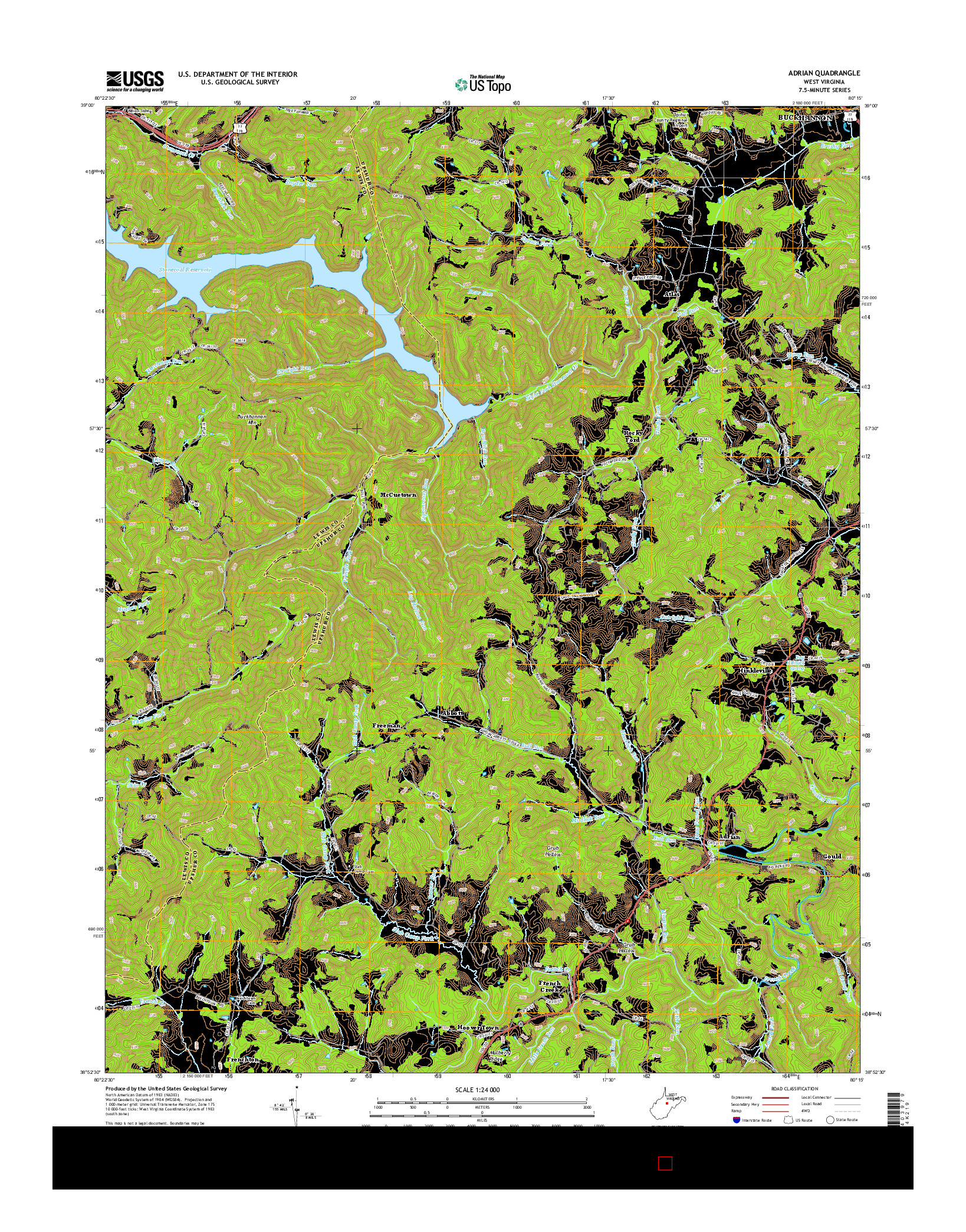 USGS US TOPO 7.5-MINUTE MAP FOR ADRIAN, WV 2014