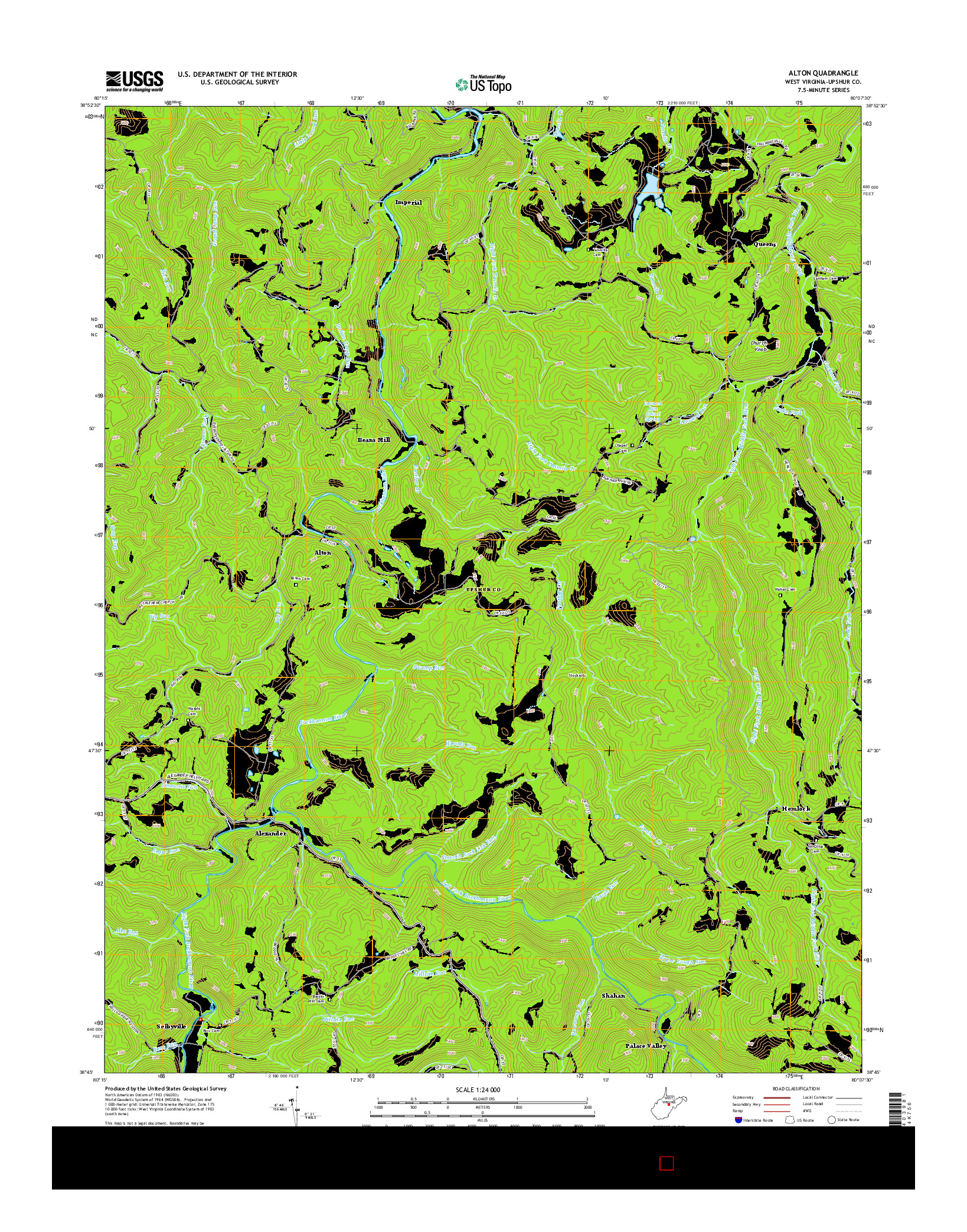 USGS US TOPO 7.5-MINUTE MAP FOR ALTON, WV 2014