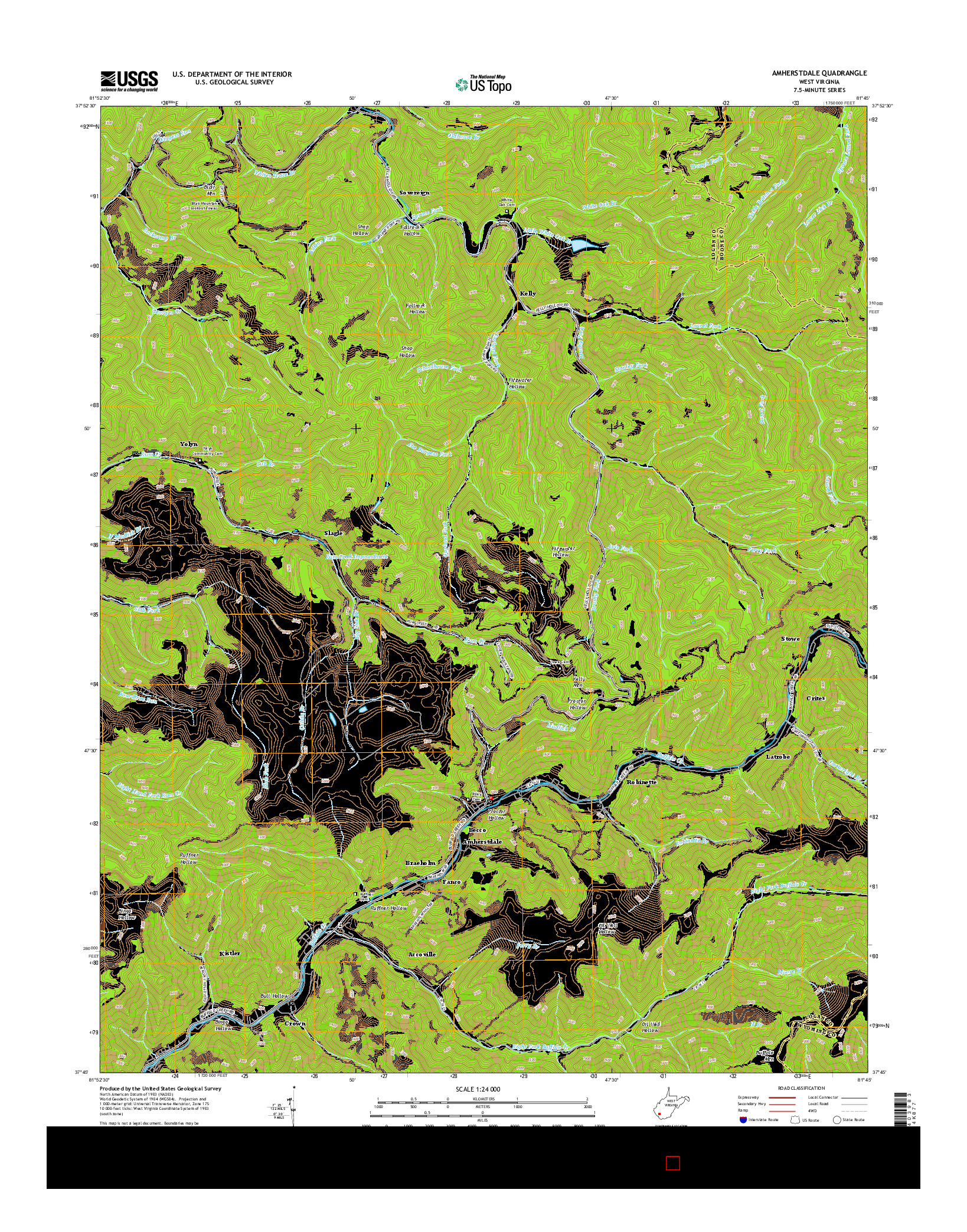 USGS US TOPO 7.5-MINUTE MAP FOR AMHERSTDALE, WV 2014