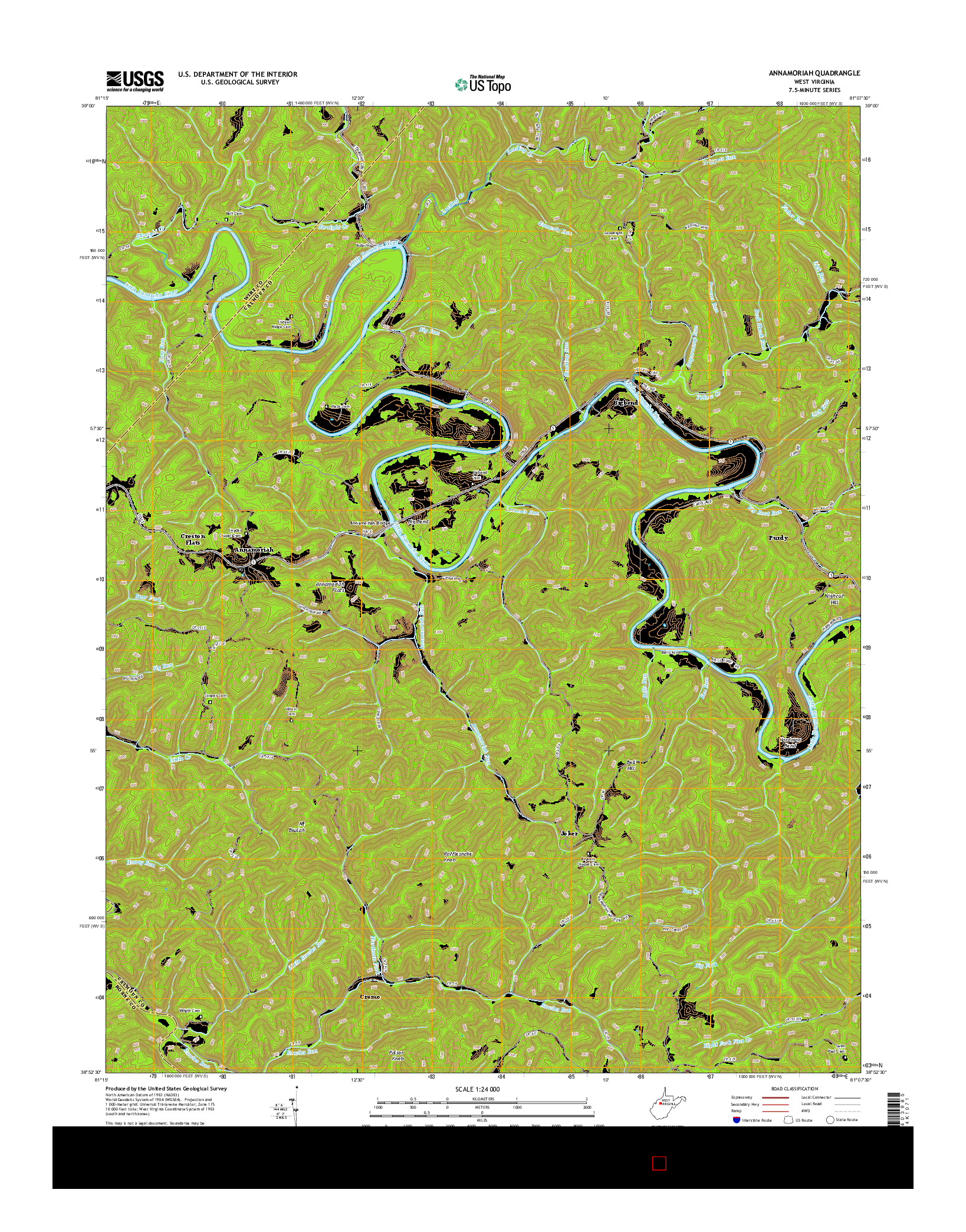 USGS US TOPO 7.5-MINUTE MAP FOR ANNAMORIAH, WV 2014