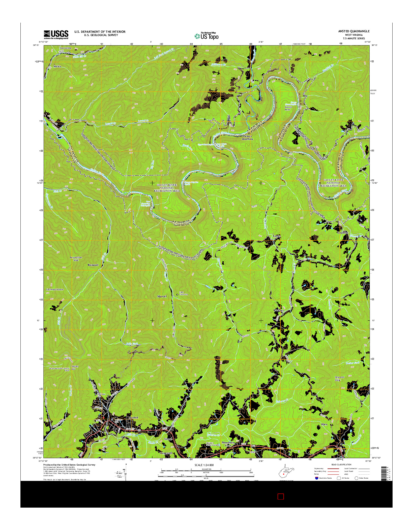 USGS US TOPO 7.5-MINUTE MAP FOR ANSTED, WV 2014