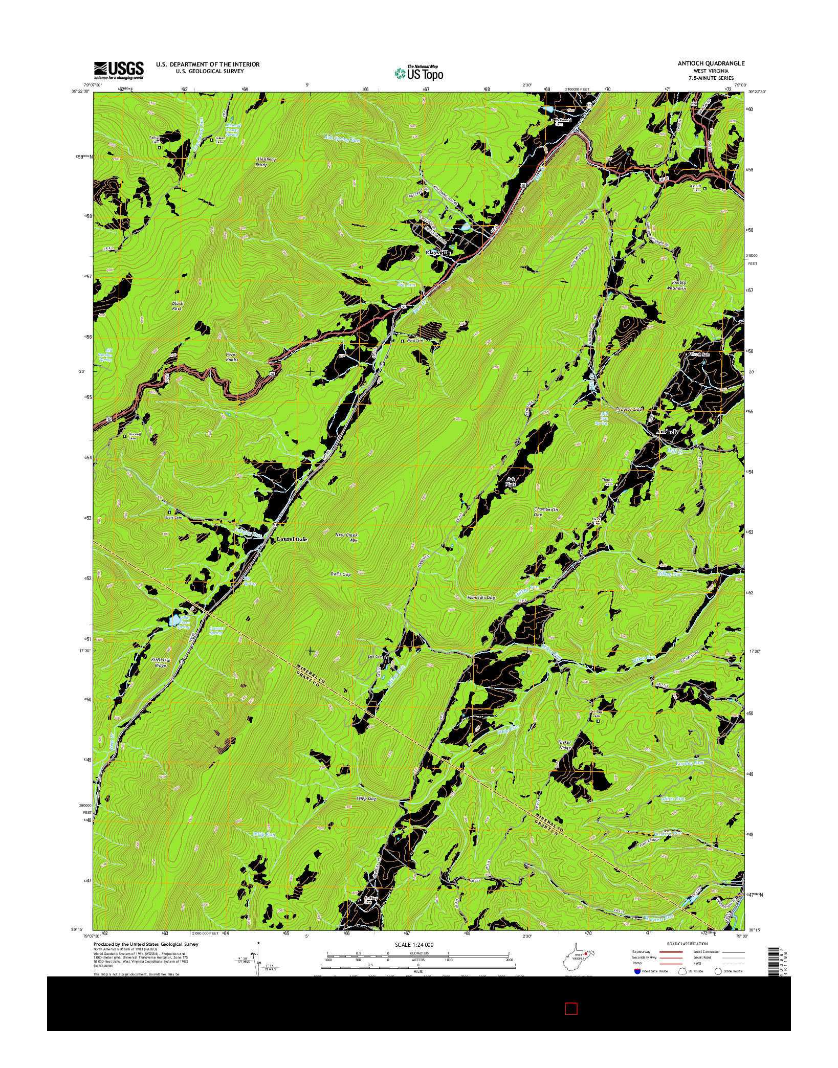 USGS US TOPO 7.5-MINUTE MAP FOR ANTIOCH, WV 2014