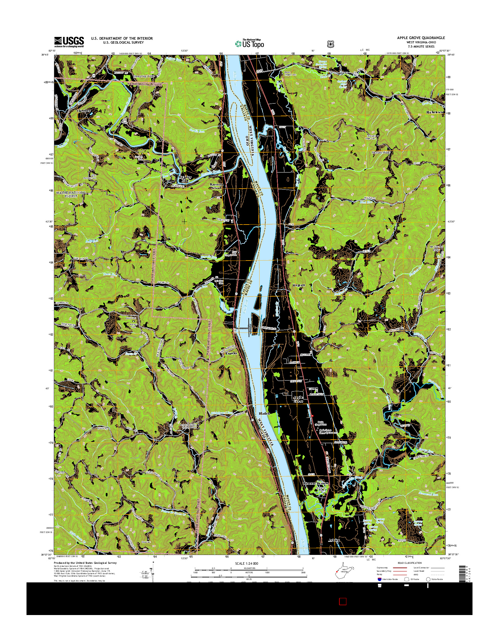 USGS US TOPO 7.5-MINUTE MAP FOR APPLE GROVE, WV-OH 2014