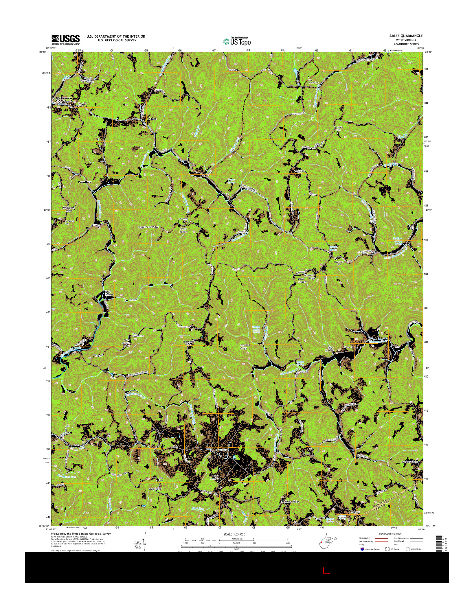 USGS US TOPO 7.5-MINUTE MAP FOR ARLEE, WV 2014