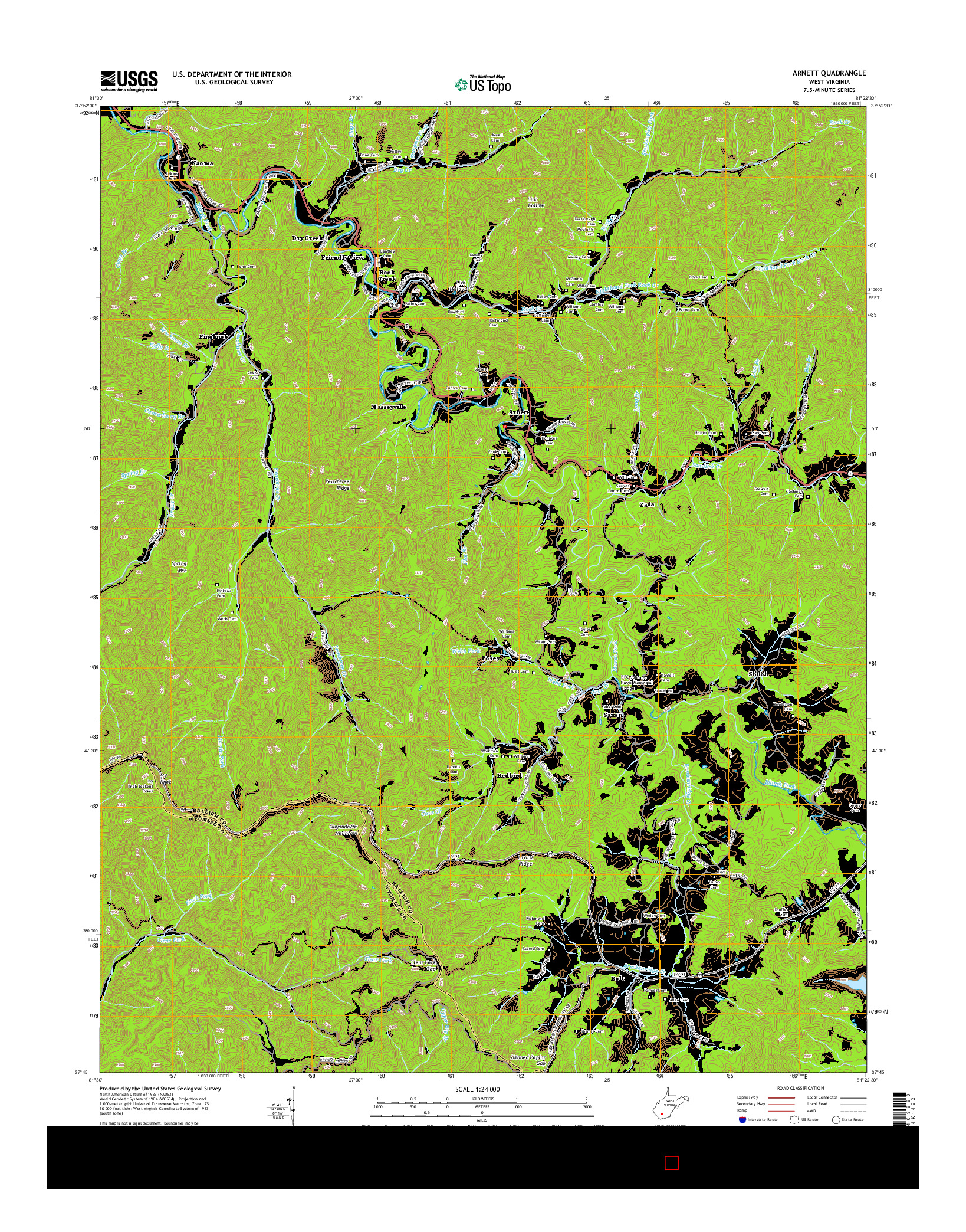 USGS US TOPO 7.5-MINUTE MAP FOR ARNETT, WV 2014