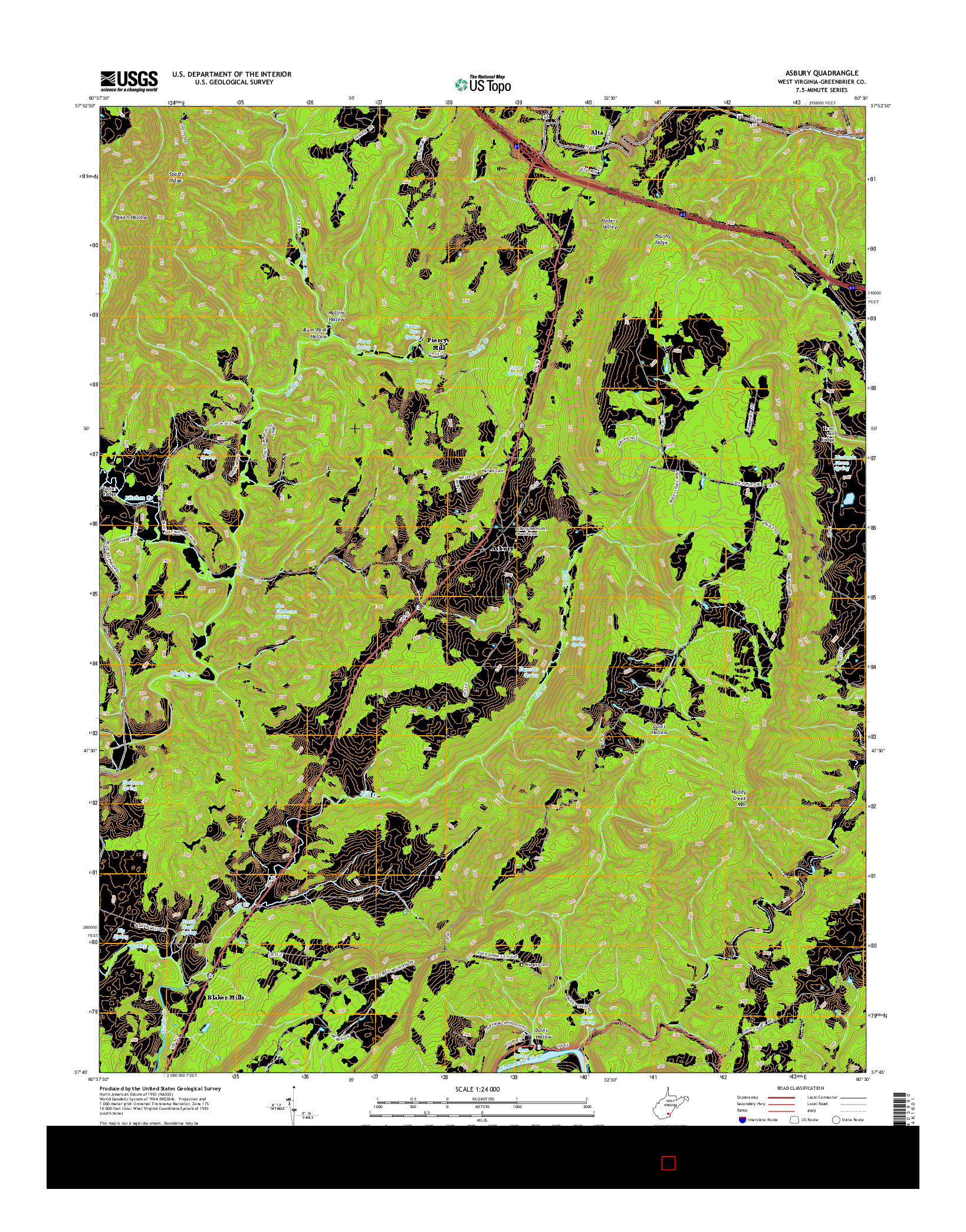 USGS US TOPO 7.5-MINUTE MAP FOR ASBURY, WV 2014