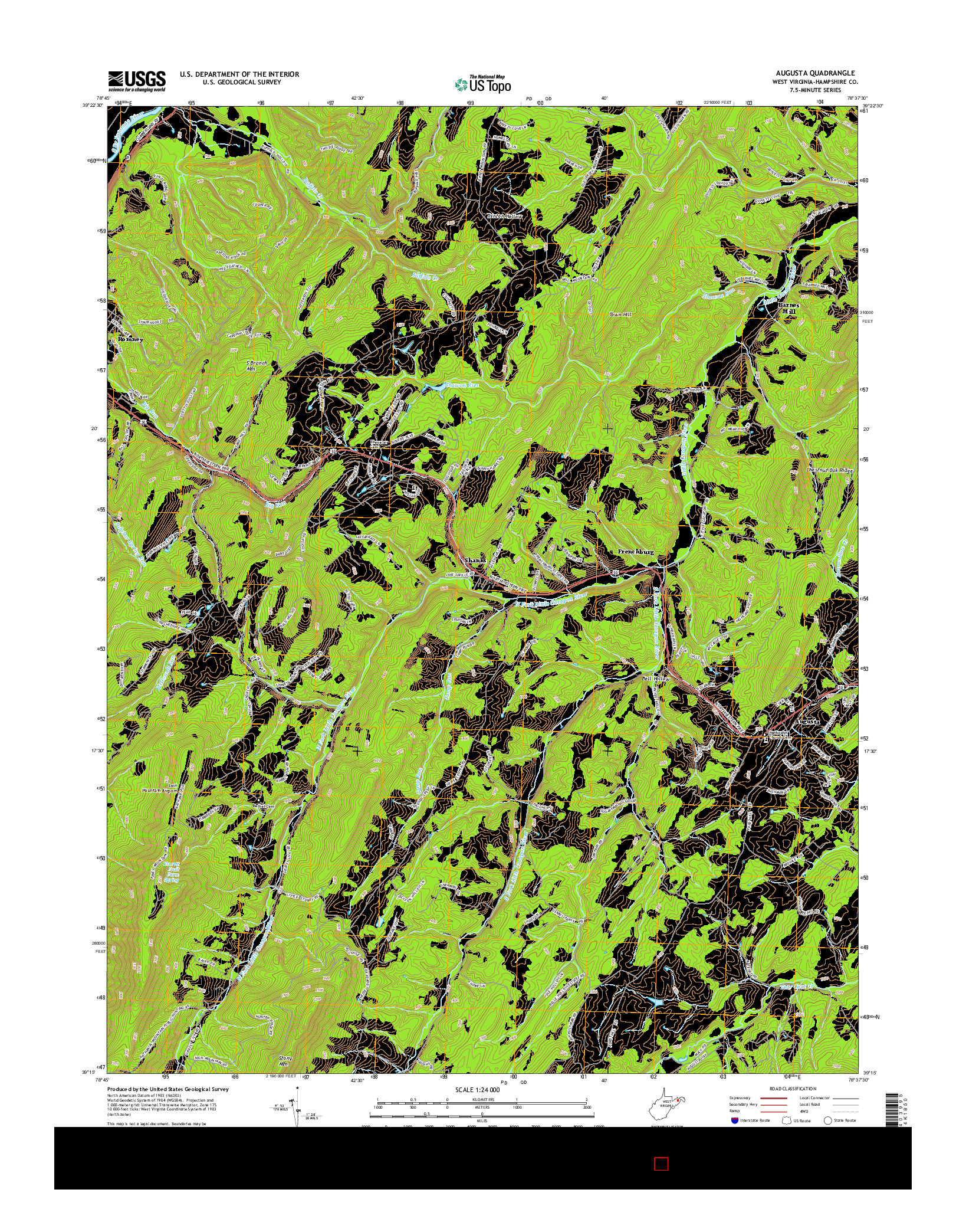 USGS US TOPO 7.5-MINUTE MAP FOR AUGUSTA, WV 2014