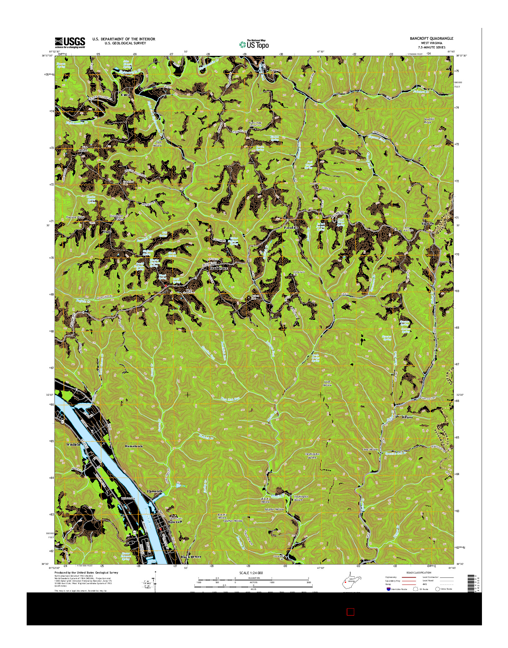 USGS US TOPO 7.5-MINUTE MAP FOR BANCROFT, WV 2014